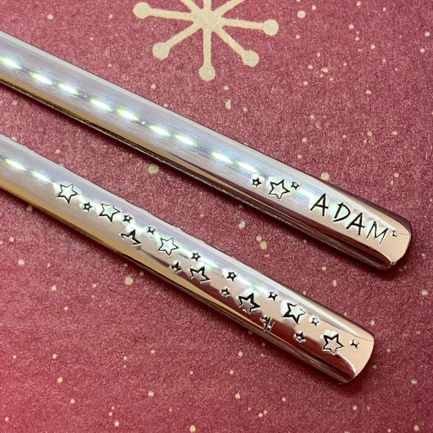 Personalized Chopsticks | Hand Stamped Stainless Steel Chopsticks | Customized Utensils | Housewarming Gifts for Couples