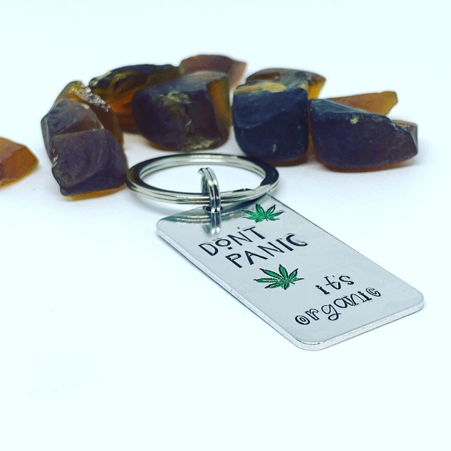 Don't Panic It's Organic Key Ring | Necklace | Earrings | Hemp | Marijuana | Hand Painted | Pot Leaf | Let It Go | CBD