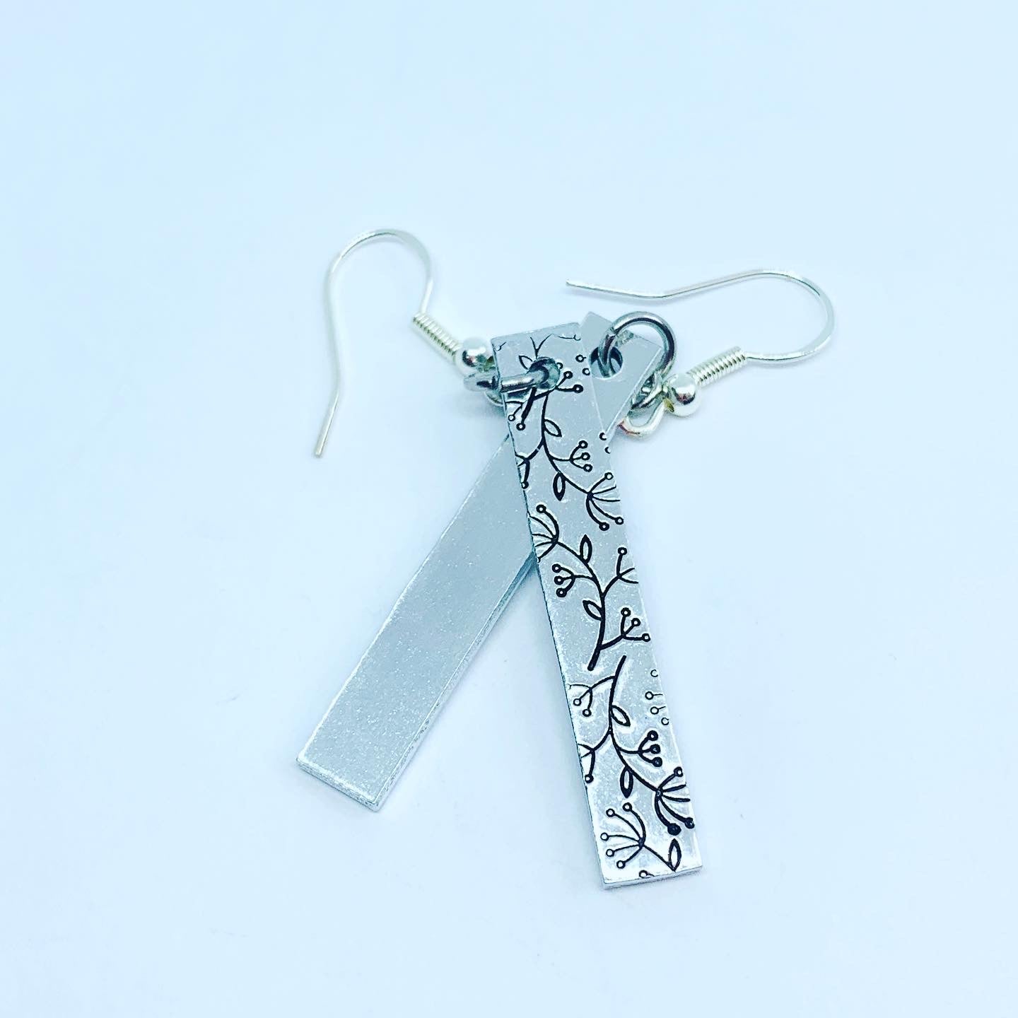 Dangling Floral - Hand Stamped Earrings