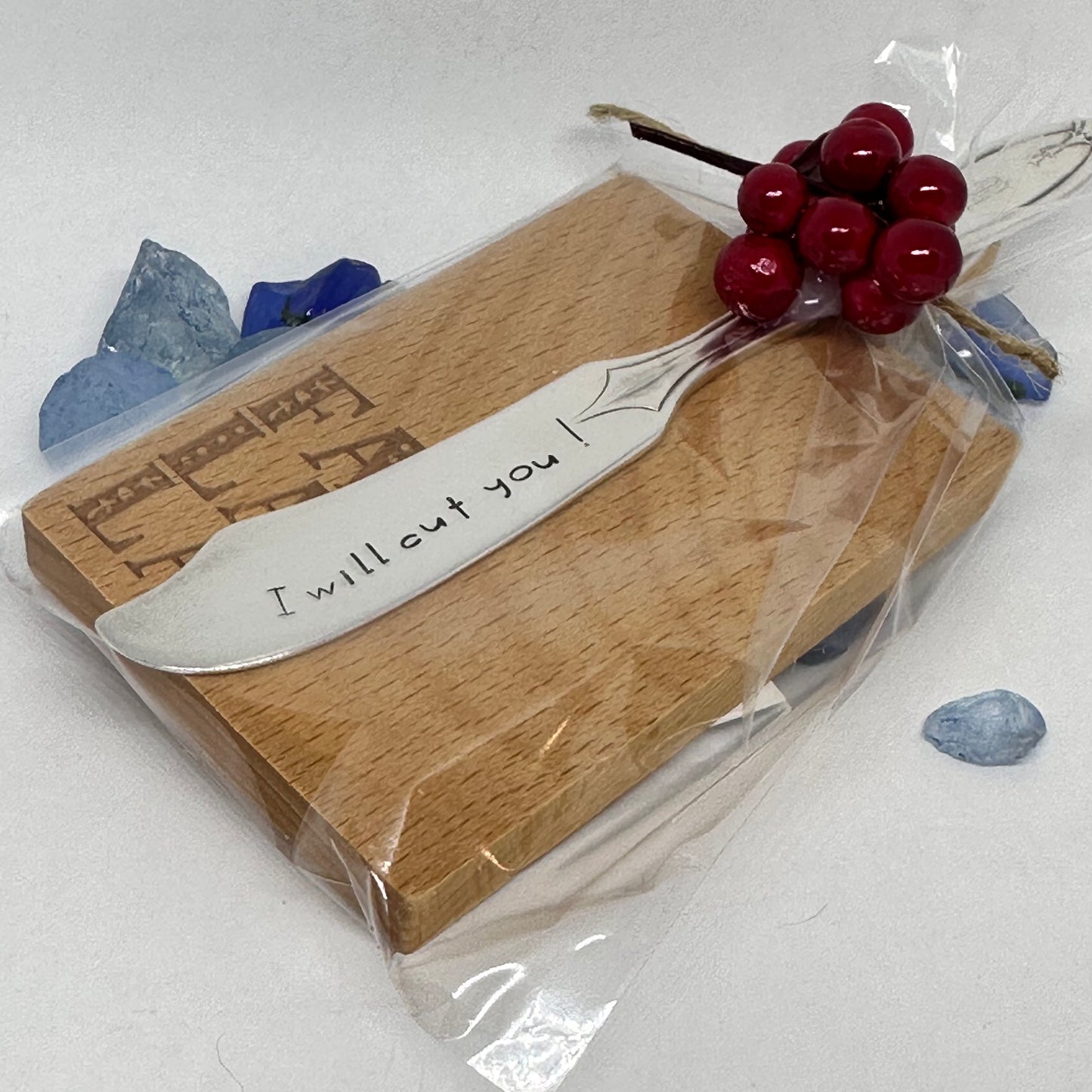 Gift Set - Vintage Silver Plated Hand Stamped Butter Knife & Cutting Board | Cheese Knife | Charcuterie