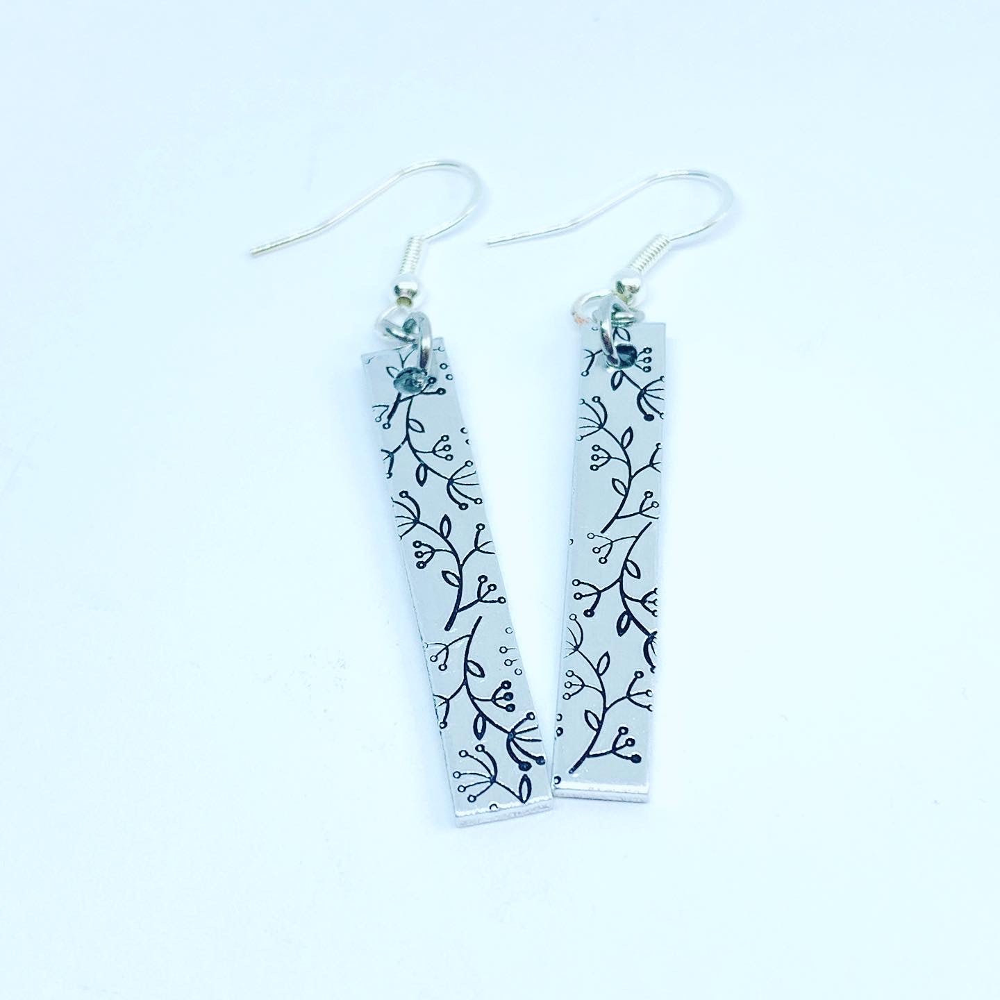 Dangling Floral - Hand Stamped Earrings
