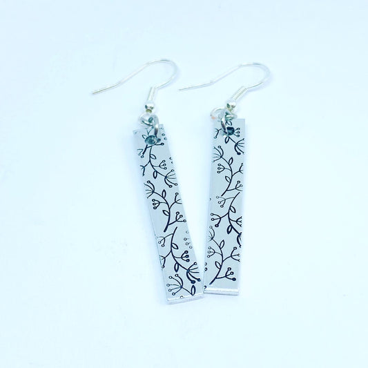 Dangling Floral - Hand Stamped Earrings