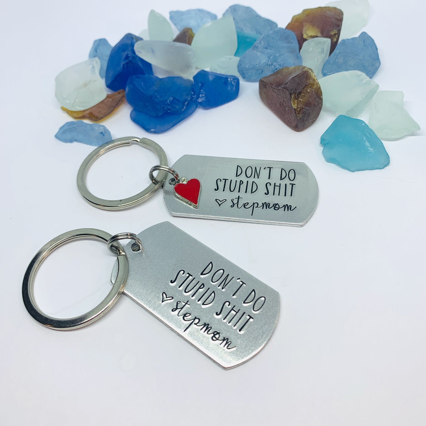 Don’t Do Stupid Shit Love Mom| Hand Stamped Metal Keyring | Drive Safe Gift from Parents | Teenager Keychain Gift | Graduate Gift Idea