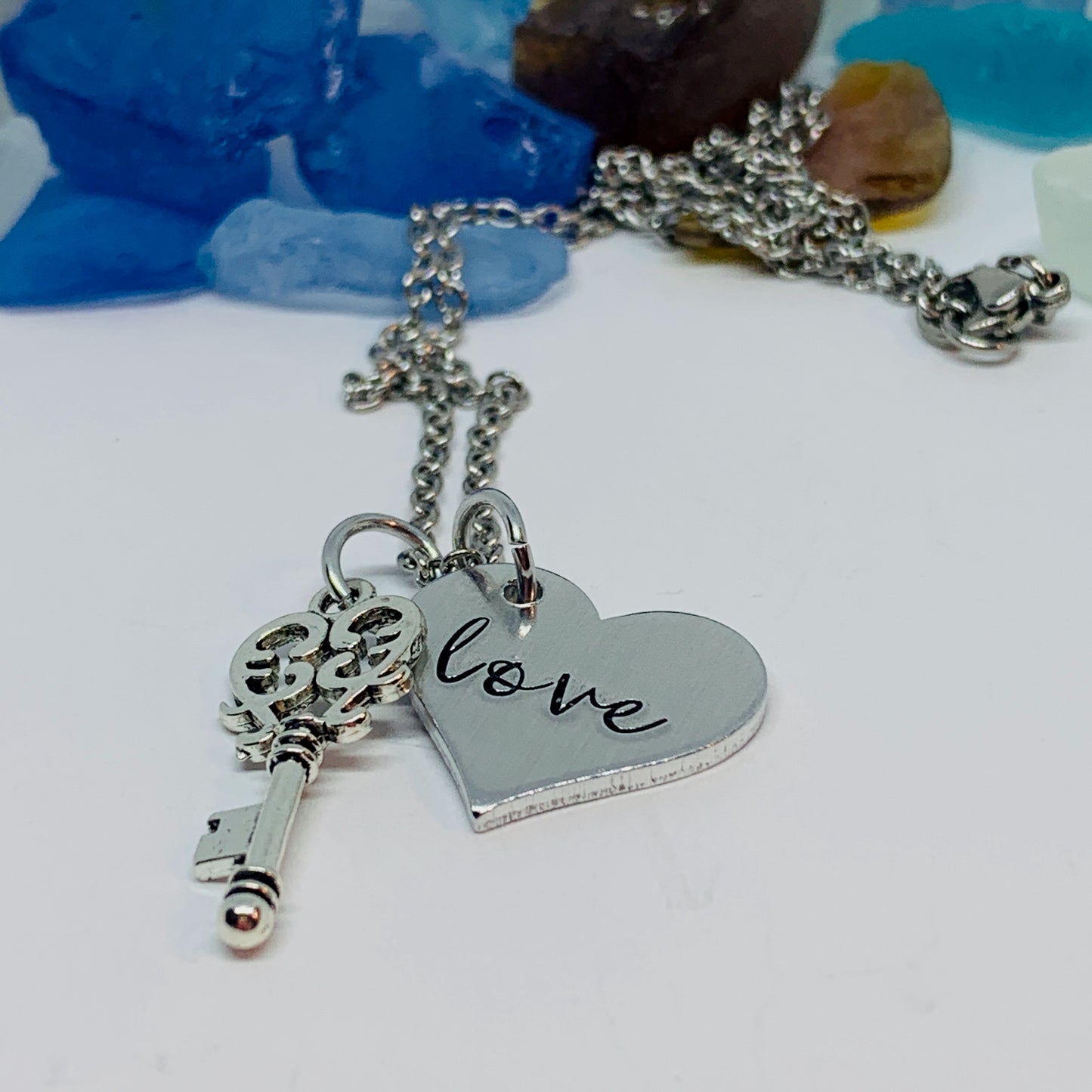 Love Heart and Key Necklace | Valentine Jewelry | Lock and Key Romantic Gift