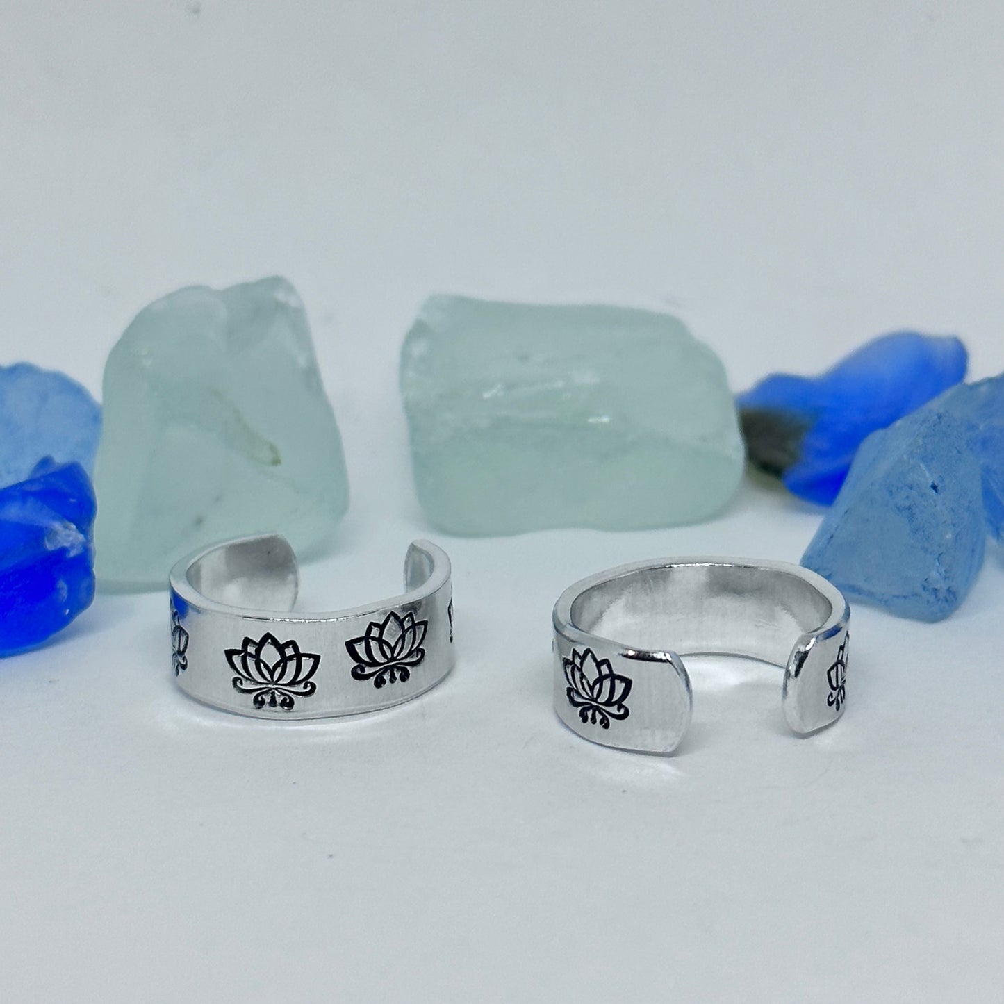 Lotus Flowers(s) Hand Stamped Toe Ring | July Birth Flower Ring | Om Minimalist Toe Ring | Mother Daughter Ring Set | BFFs Rings | Yoga Zen