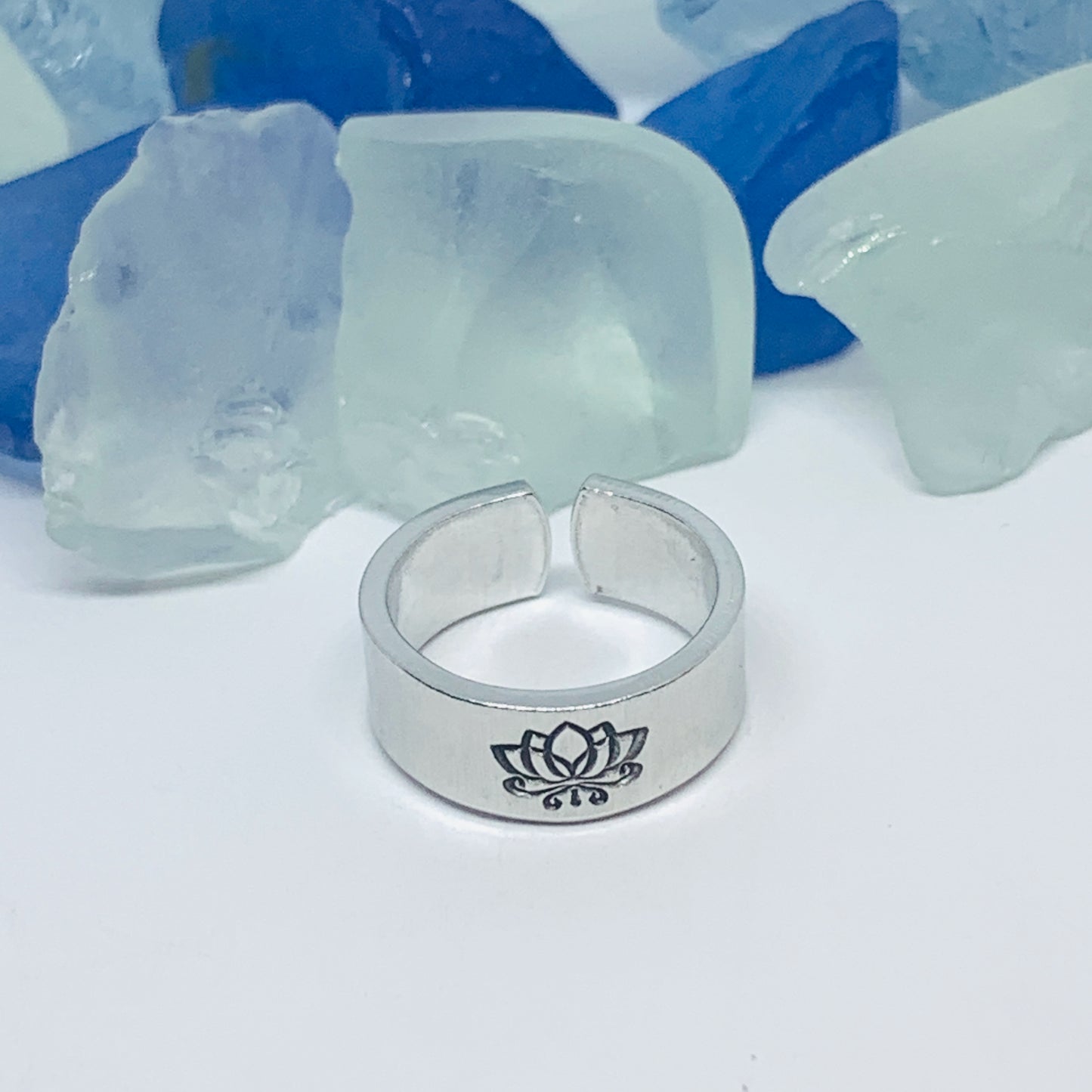 Lotus Flowers(s) Hand Stamped Toe Ring | July Birth Flower Ring | Om Minimalist Toe Ring | Mother Daughter Ring Set | BFFs Rings | Yoga Zen