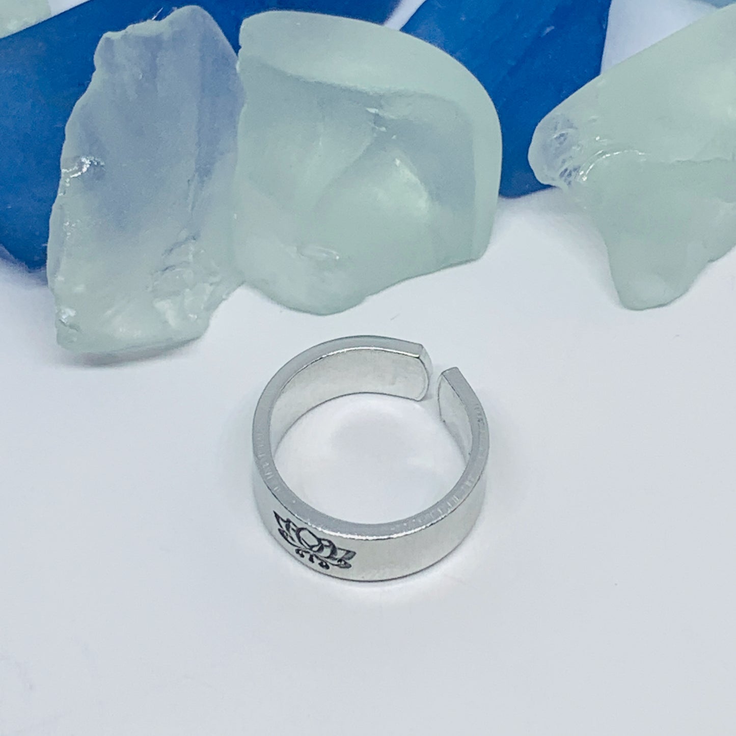 Lotus Flowers(s) Hand Stamped Toe Ring | July Birth Flower Ring | Om Minimalist Toe Ring | Mother Daughter Ring Set | BFFs Rings | Yoga Zen