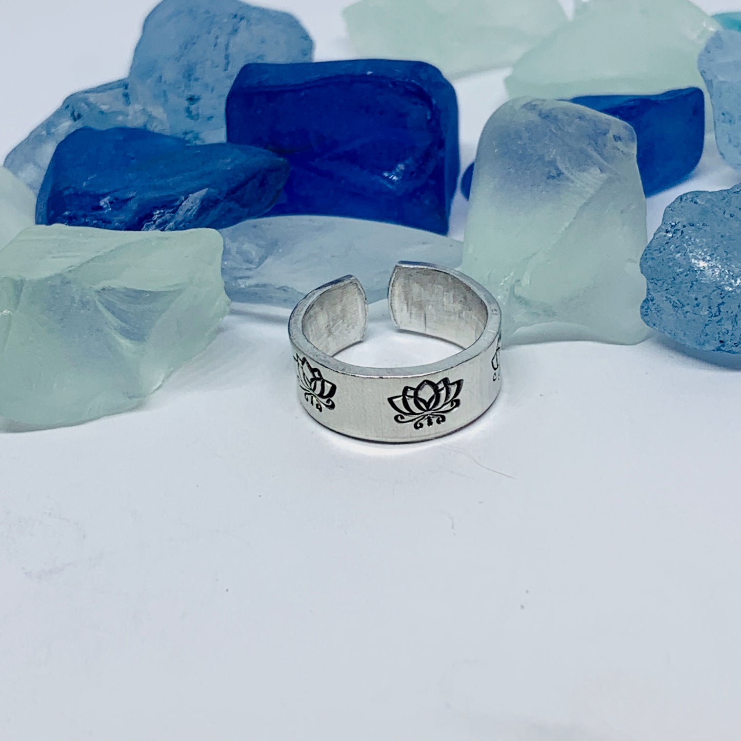 Lotus Flowers(s) Hand Stamped Toe Ring | July Birth Flower Ring | Om Minimalist Toe Ring | Mother Daughter Ring Set | BFFs Rings | Yoga Zen