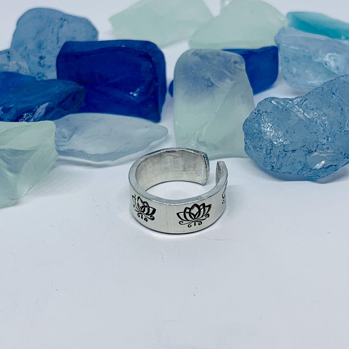 Lotus Flowers(s) Hand Stamped Toe Ring | July Birth Flower Ring | Om Minimalist Toe Ring | Mother Daughter Ring Set | BFFs Rings | Yoga Zen