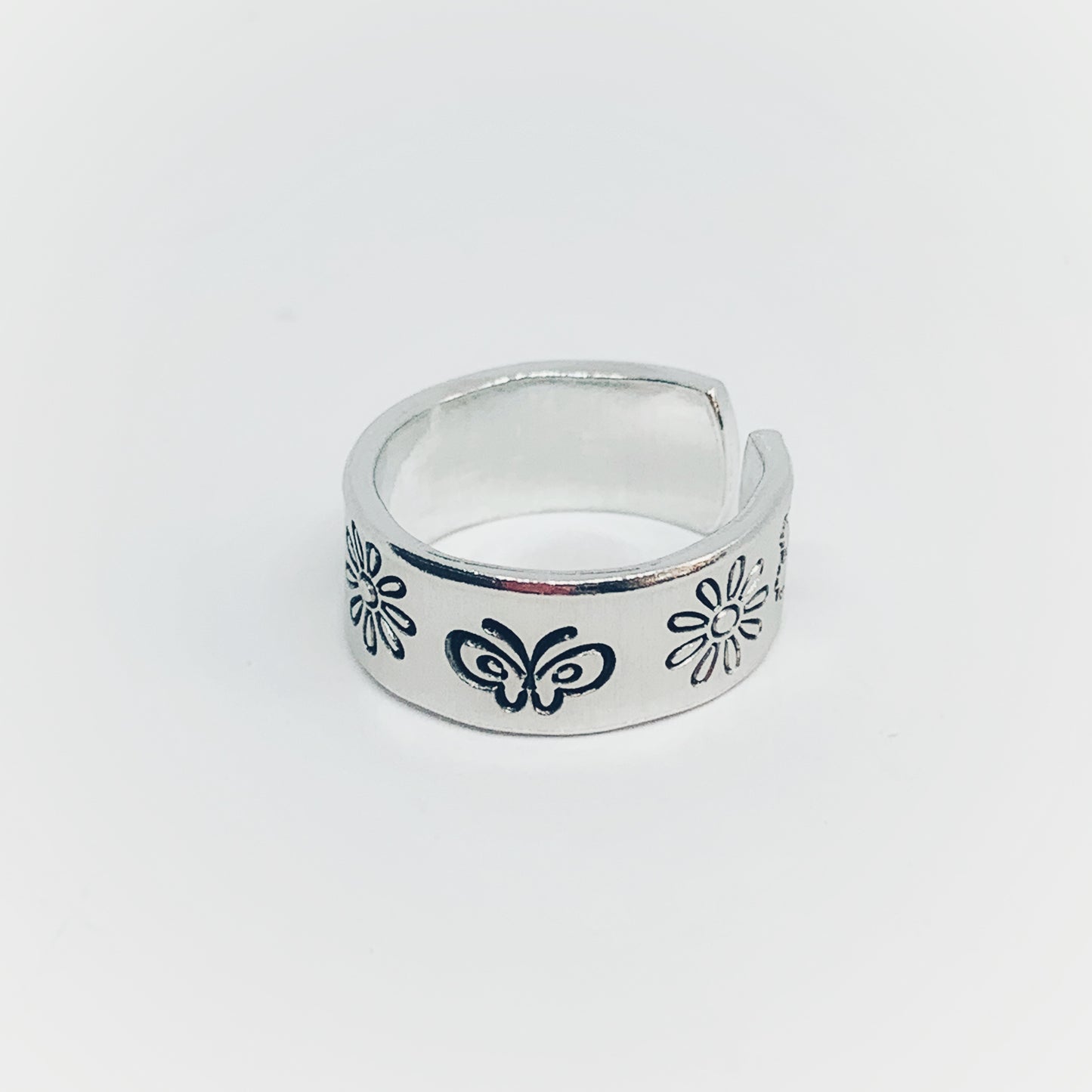 Daisy Flowers, Butterflies and Bees - Hand Stamped Toe Ring