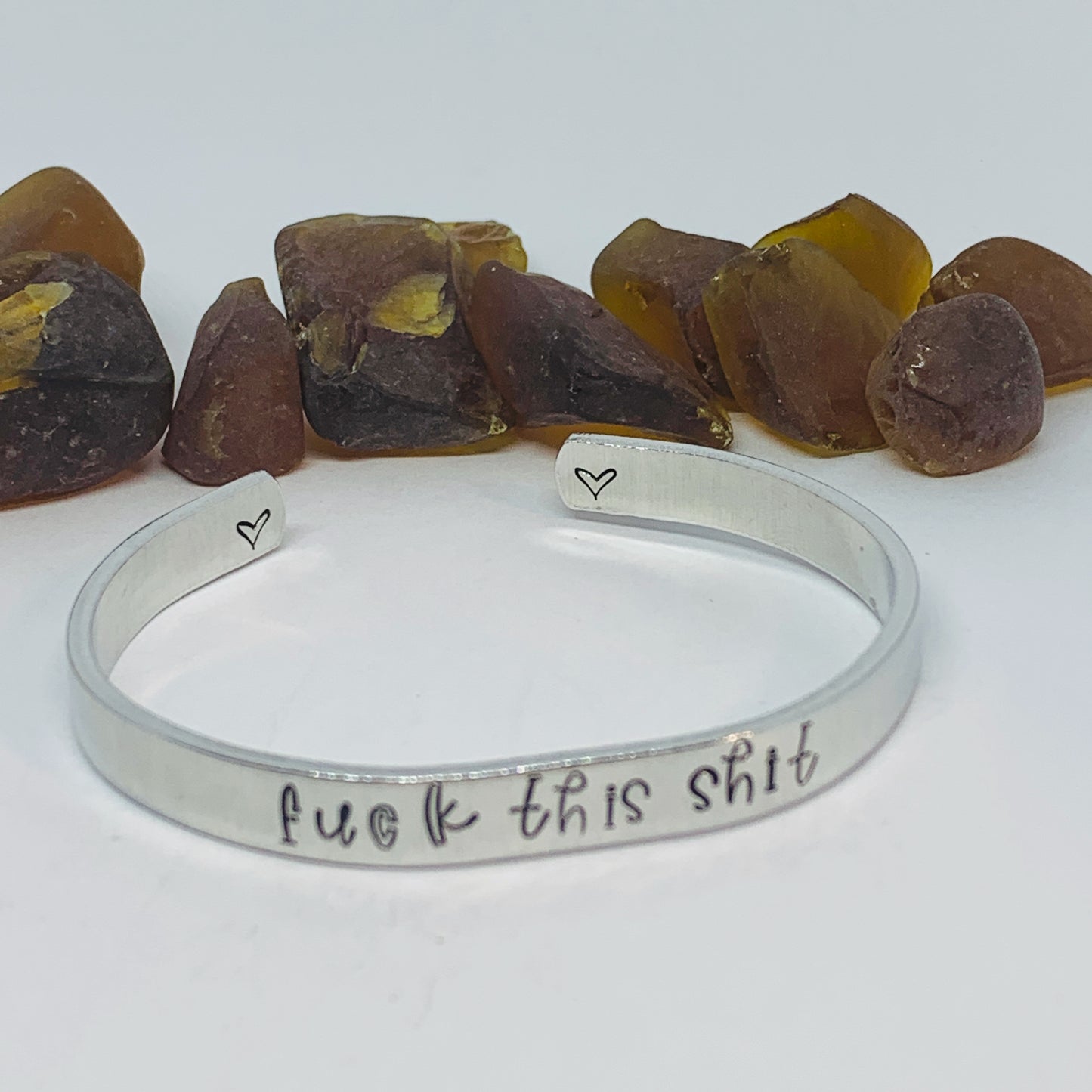 Fuck This Shit Hand Stamped Cuff Bracelet | Hidden Message Bracelet | Gift for Teachers | Gift for Nurses | Adult Themed Gift | Scroll Design