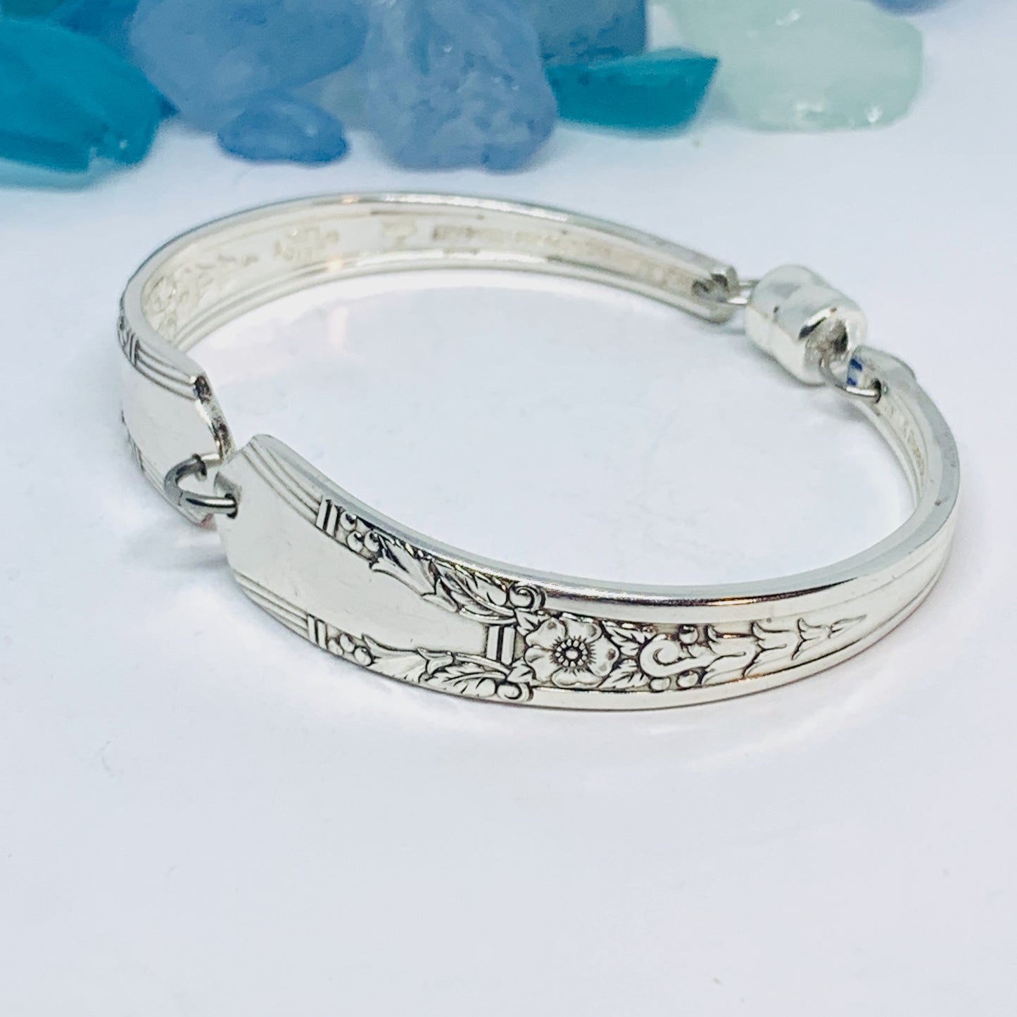 “Jasmine" 1939 Spoon Bracelet | Vintage Silverware | SL & GH Rogers | UpCycled Bracelet | Silverware Spoon Bracelet | Antique Spoon Bracelet