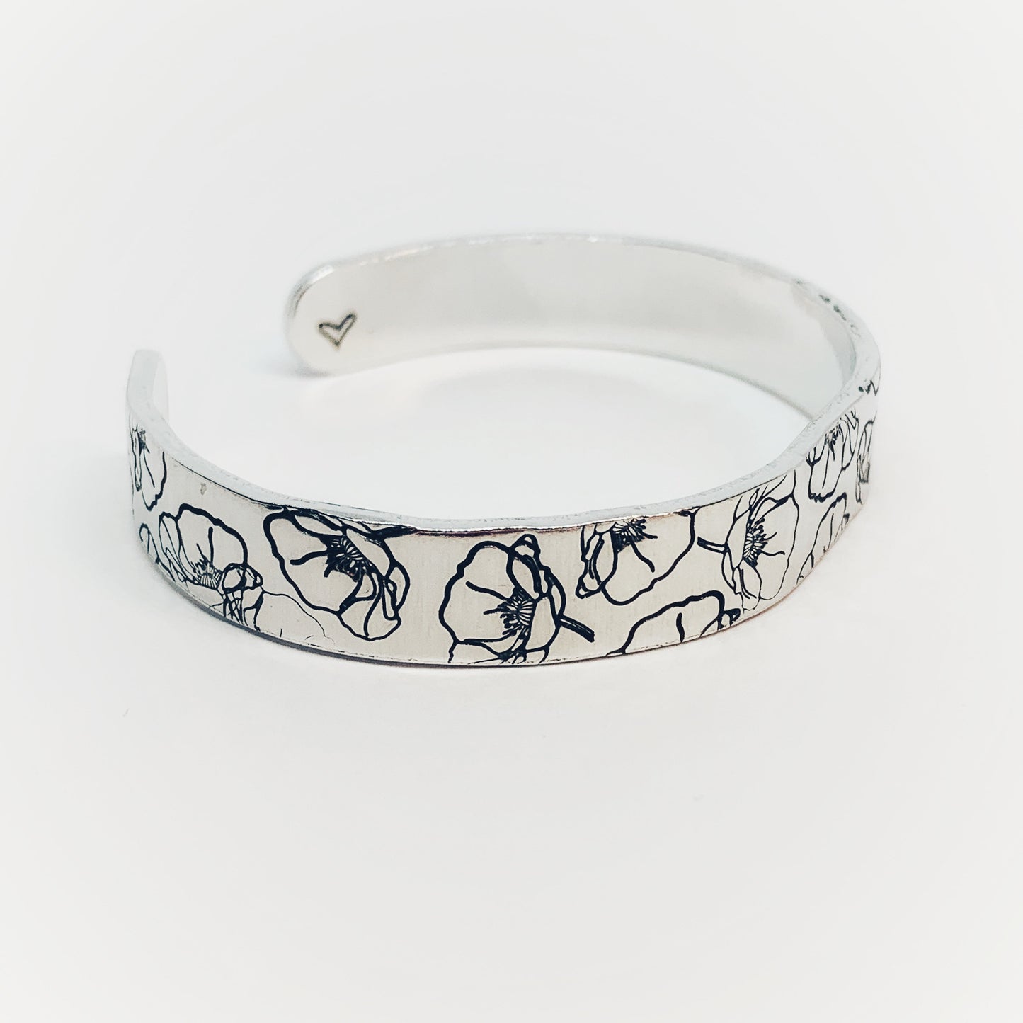 Poppies - Hand Stamped Cuff Bracelet