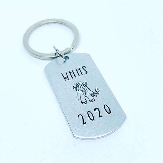 Love Monster Graduate - Hand Stamped Key Ring