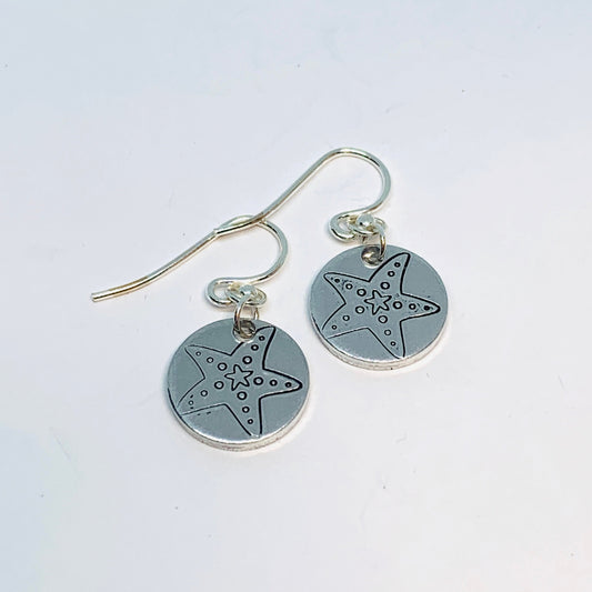 Sea Star Starfish - Hand Stamped Earrings