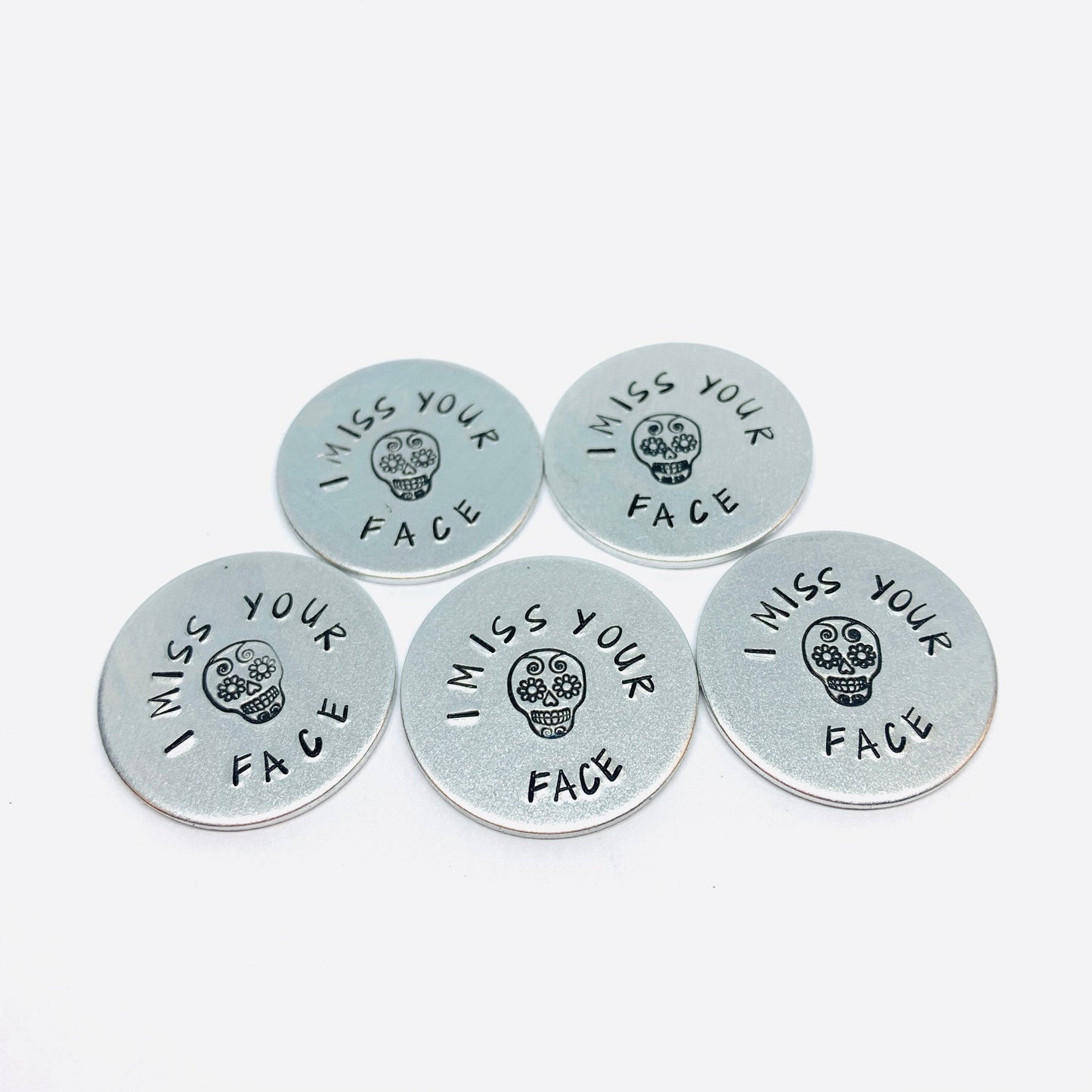 Sugar Skull Virtual Hug - Hand Stamped Pocket Love Token