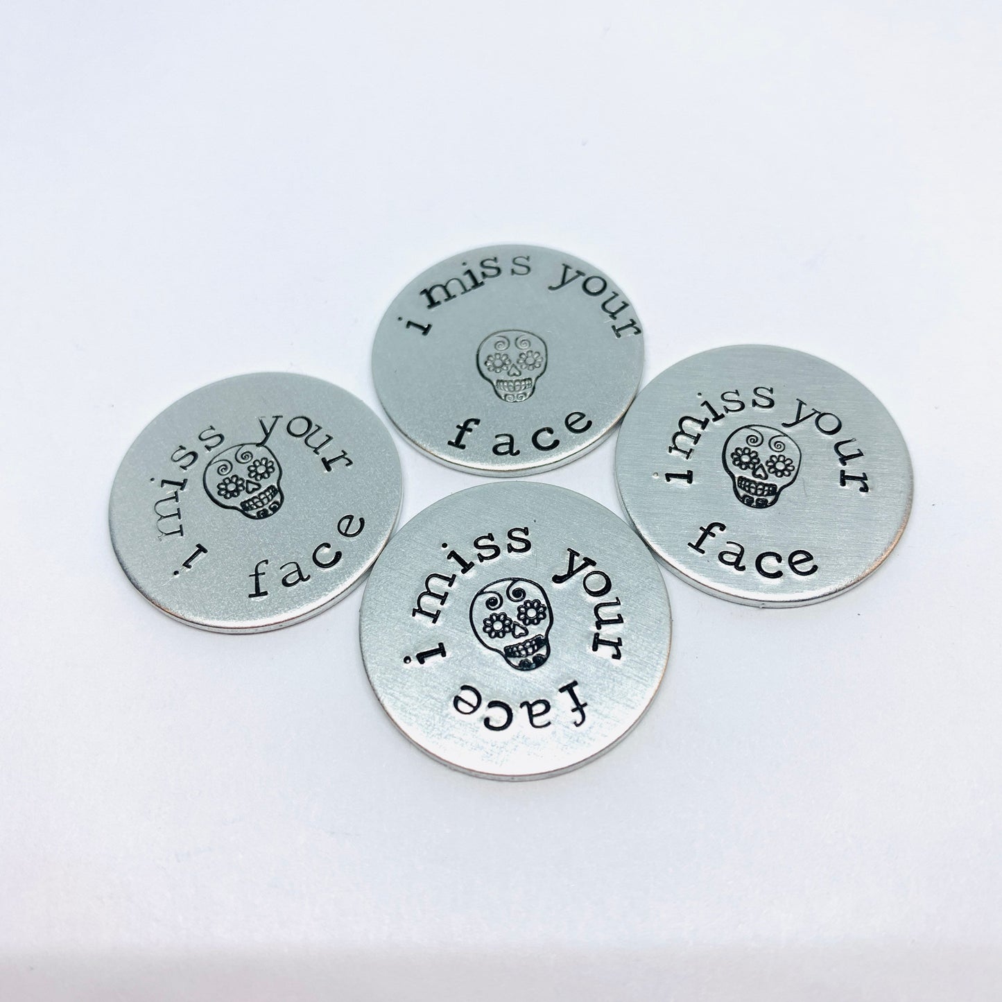 Sugar Skull Virtual Hug - Hand Stamped Pocket Love Token