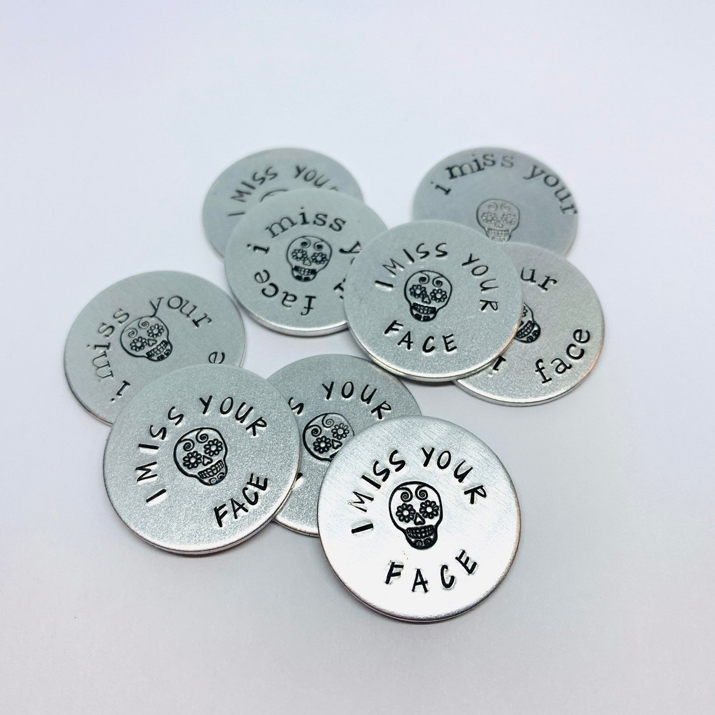 Sugar Skull Virtual Hug - Hand Stamped Pocket Love Token