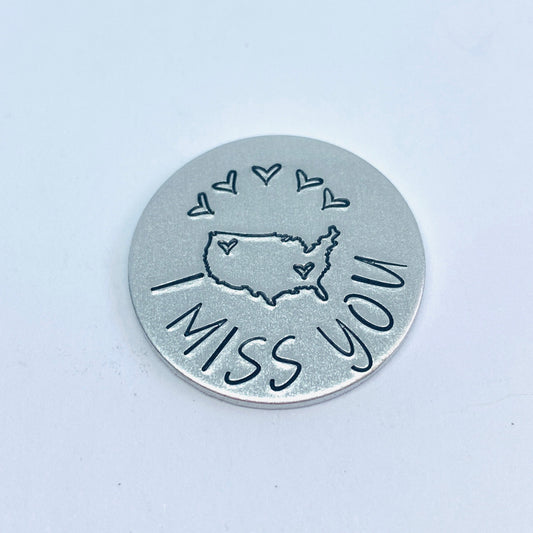 I Miss You - Hand Stamped Virtual Hug Token