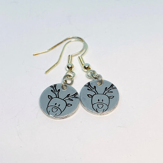 Reindeer - Hand Stamped Earrings
