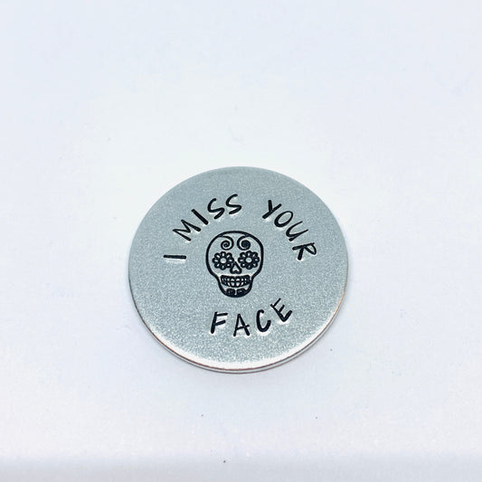 Sugar Skull Virtual Hug - Hand Stamped Pocket Love Token