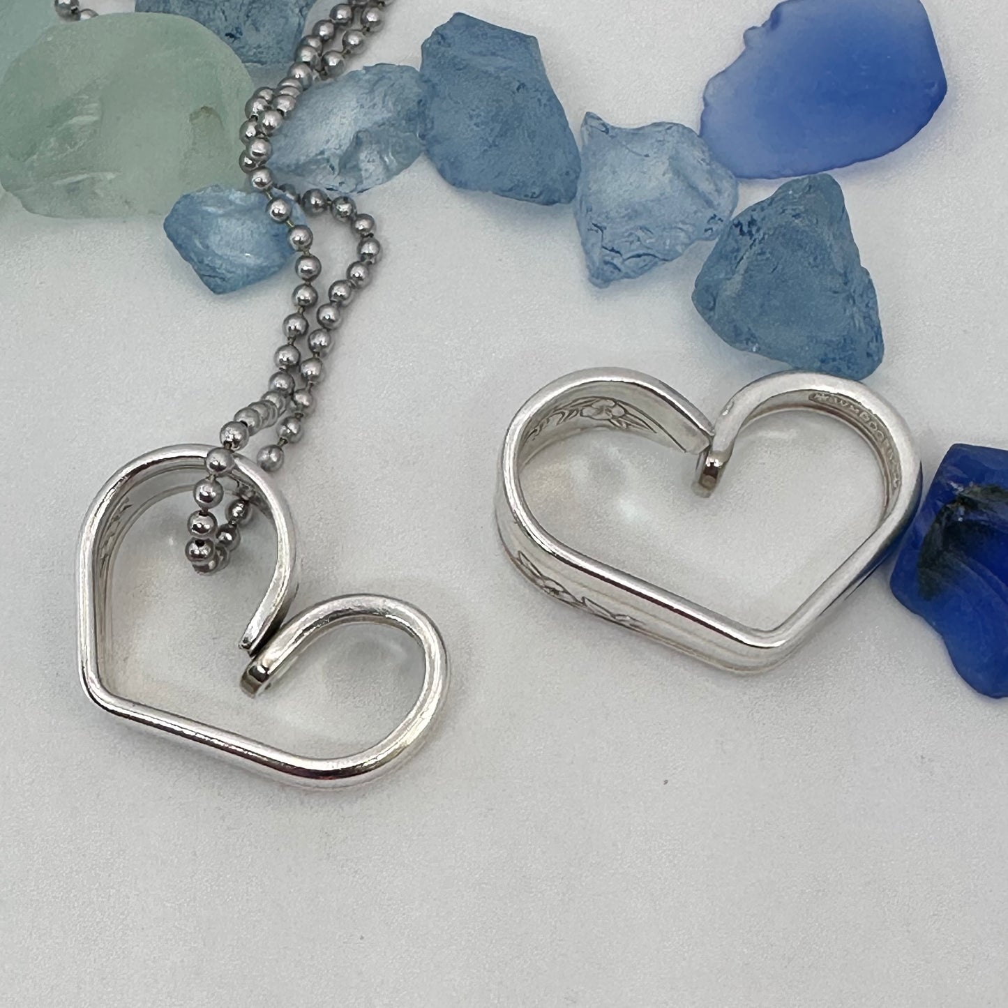 Hearts made from Vintage Silverware | Bent Spoon Fork | Heart-Shaped Pendant Necklace Keychain Key Ring | Silverware Jewelry | Love | Valentine's Day Gift