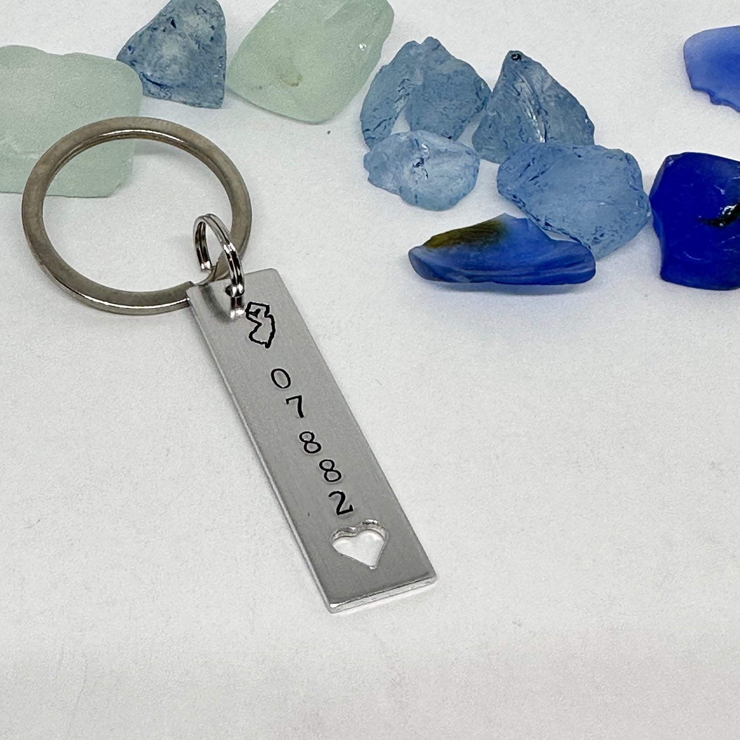 NJ ZIP Code - Hand Stamped Key Ring