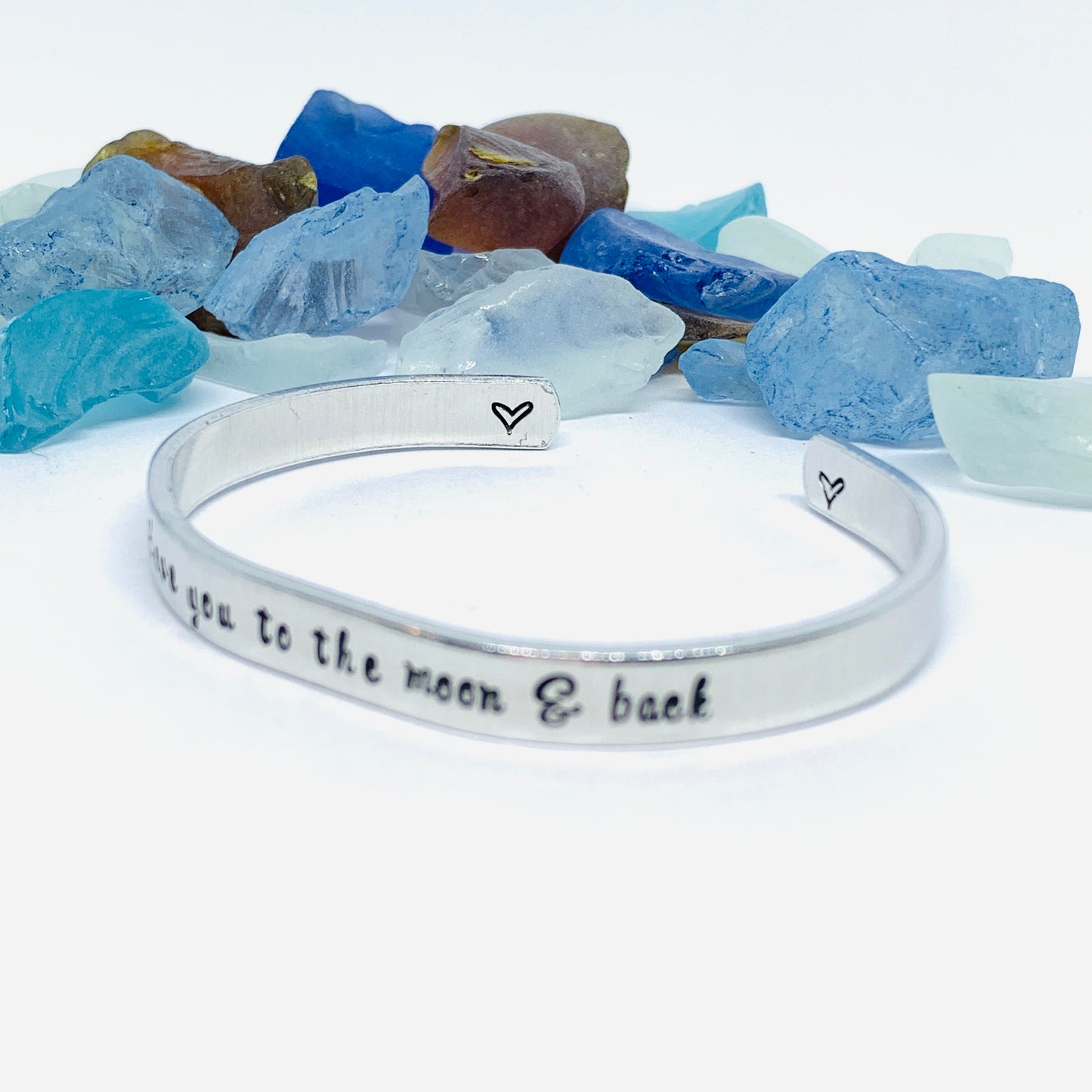 Love you to the moon & back - Hand Stamped Metal Cuff Bracelet | Love Cuff | Gift for Her | Love Script Bracelet | Quote Bracelet