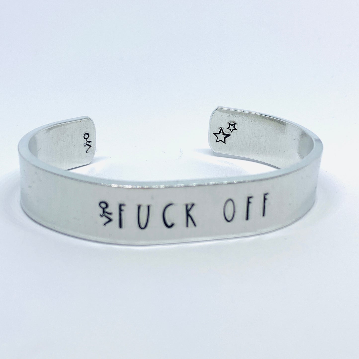 Fuck Off w/Fuck It Guy - Hand Stamped Cuff Bracelet