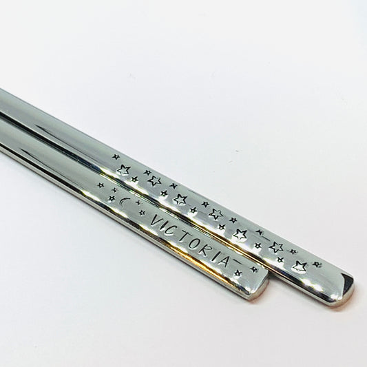 Personalized Chopsticks | Hand Stamped Stainless Steel Chopsticks | Customized Utensils | Housewarming Gifts for Couples
