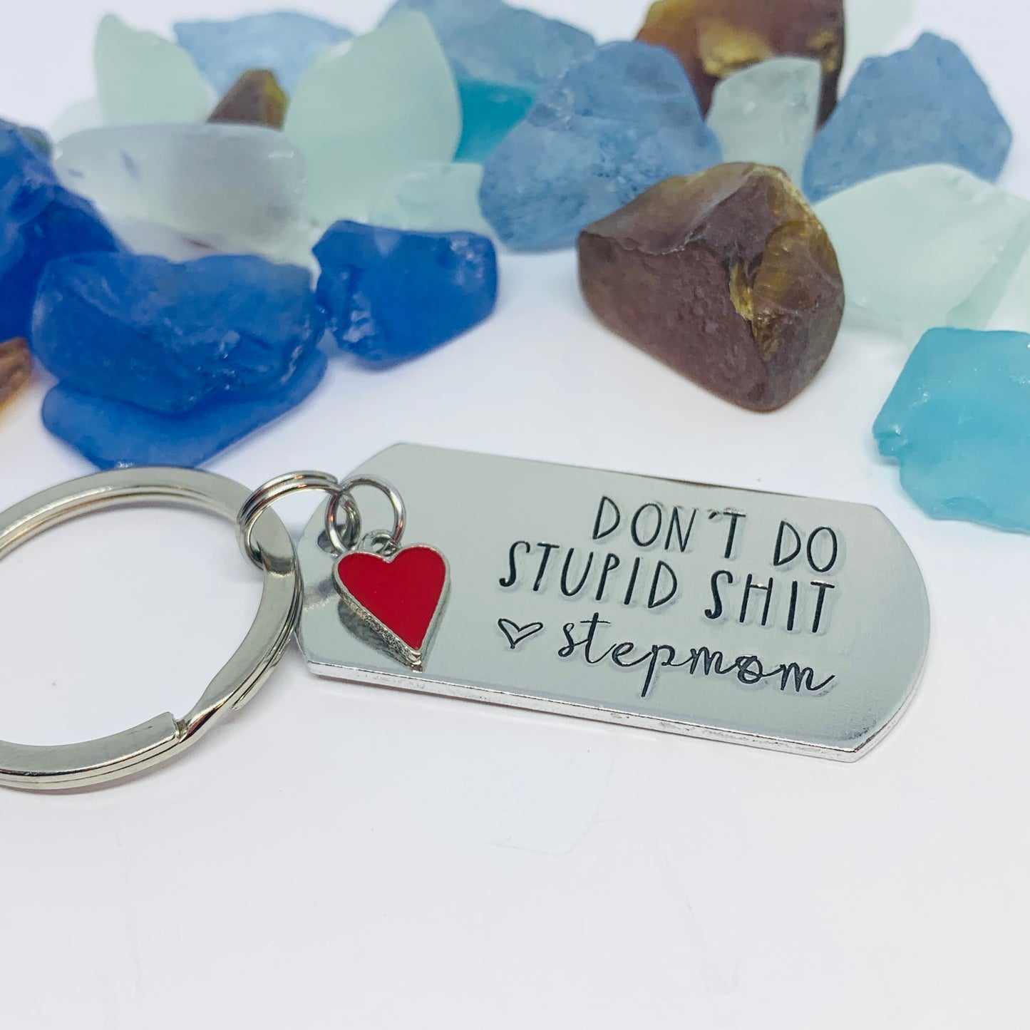 Don’t Do Stupid Shit Love Mom| Hand Stamped Metal Keyring | Drive Safe Gift from Parents | Teenager Keychain Gift | Graduate Gift Idea