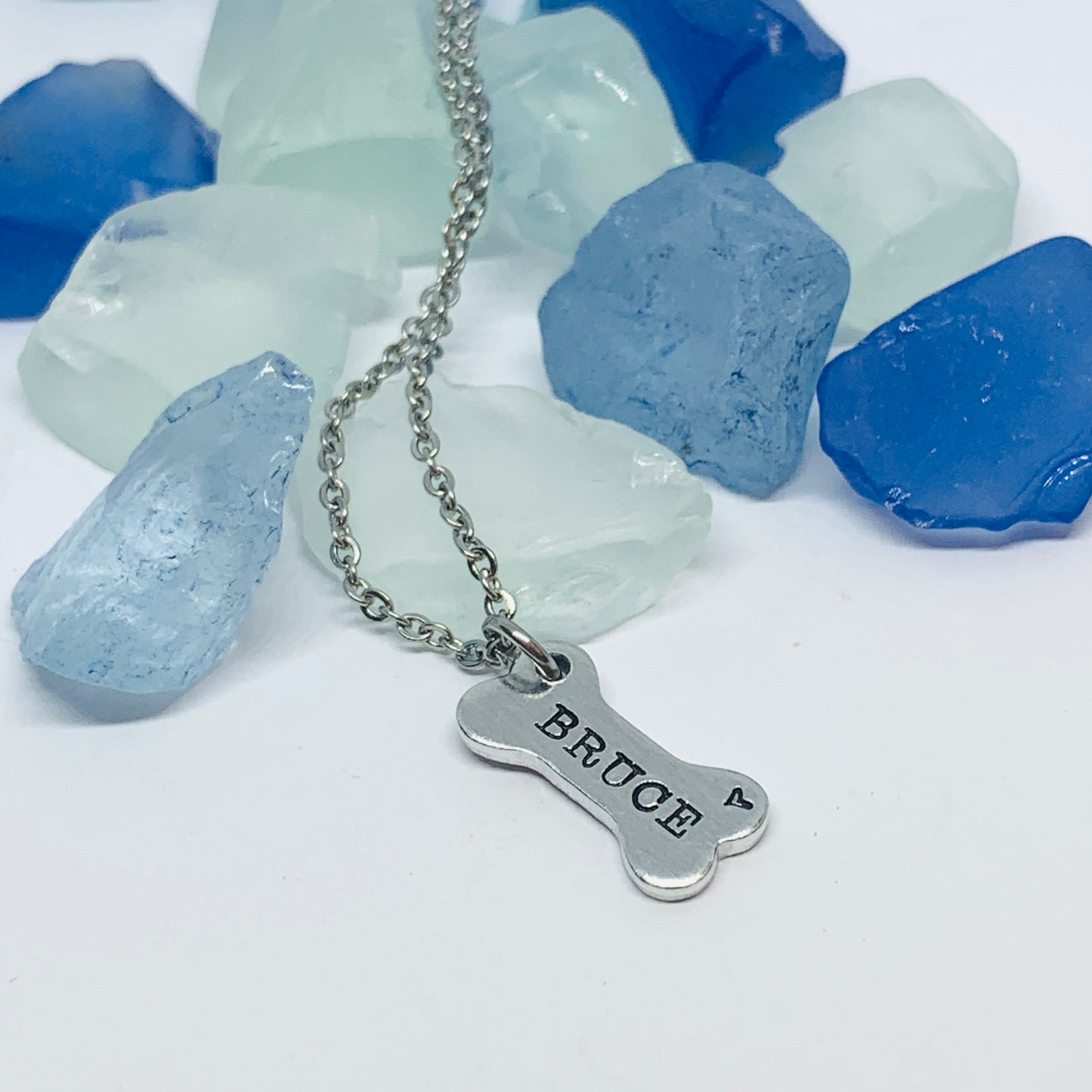 Personalized Dog Bone Pendant | Hand Stamped Metal Bone Charm | Gift for Her | Puppy Dog Gifts | New Puppy Gift Idea | Pet Loss Memorial