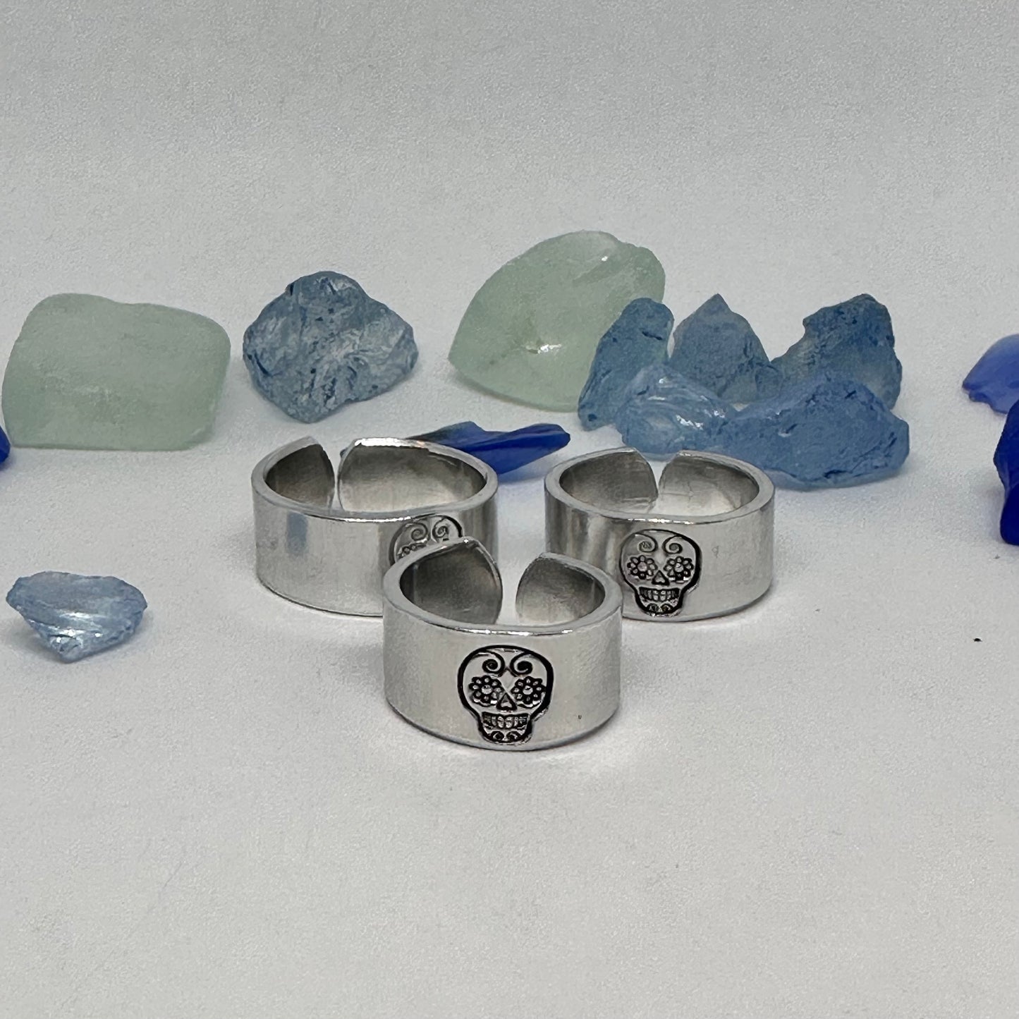 Sugar Skull Hand Stamped Metal Ring | Dios de Muertos | Day of the Dead | Halloween