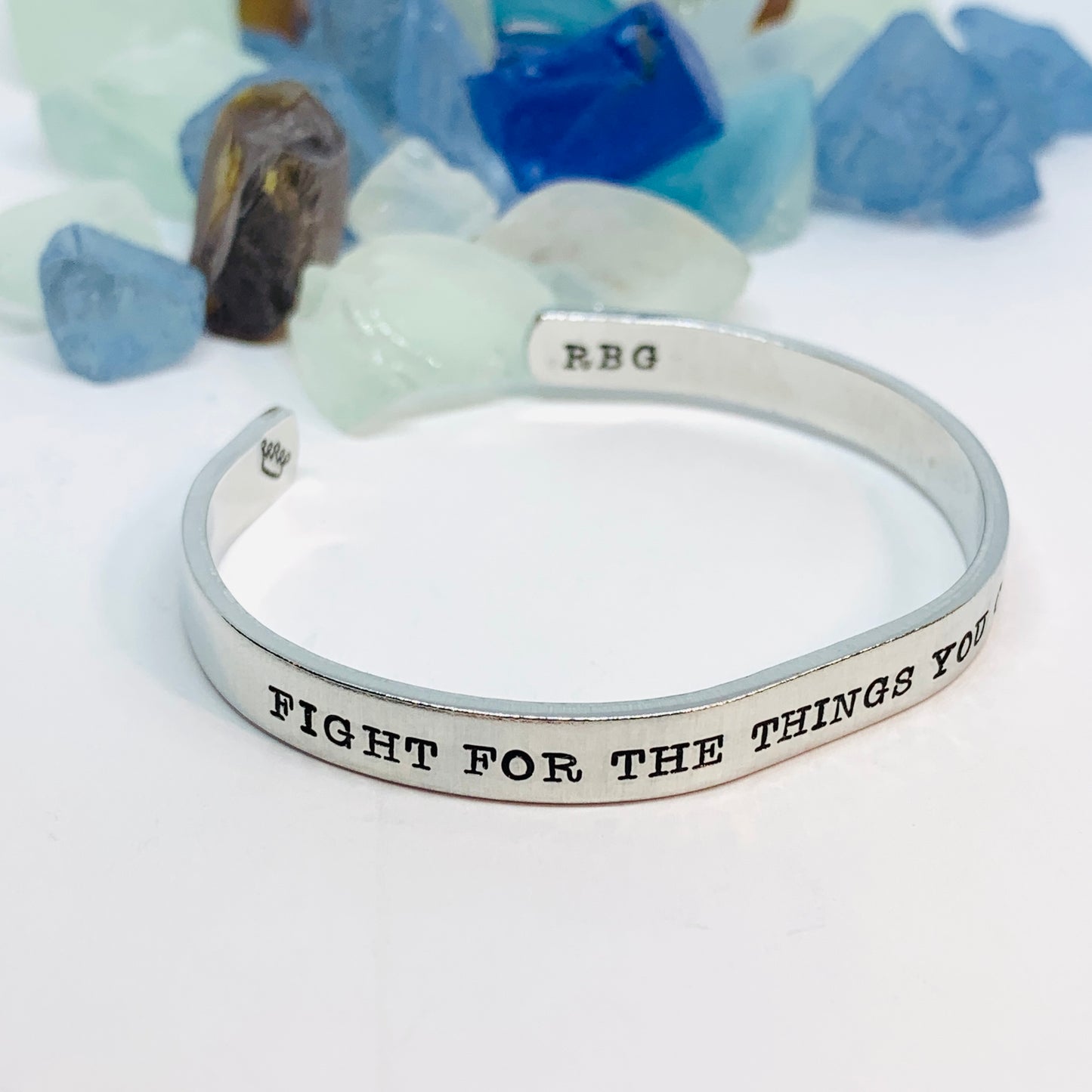 Fight for the things you care about RBG Hand Stamped Metal Cuff Bracelet | Feminist Jewelry | Resistance Jewelry | Ruth Bader Ginsburg Quote