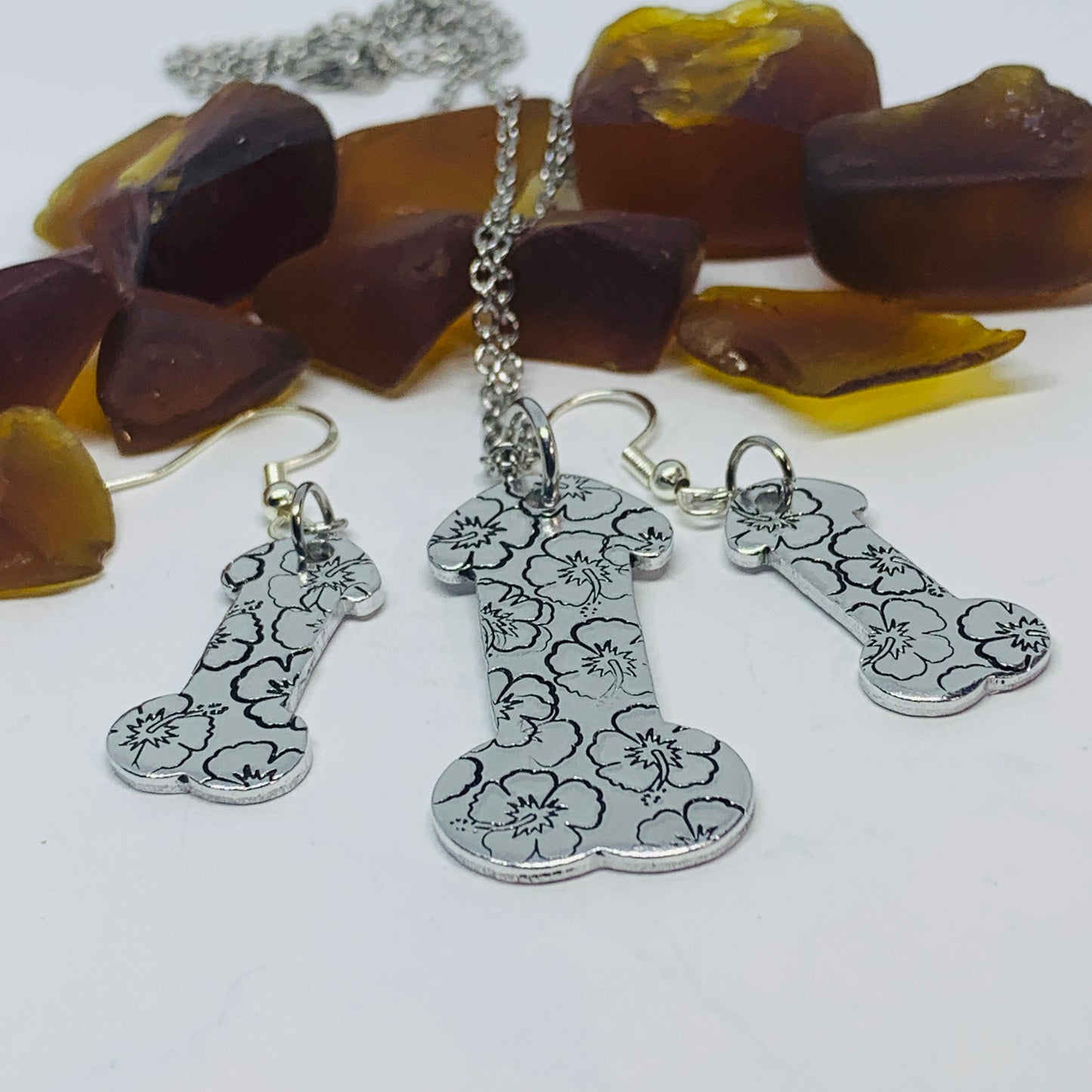 Penis Earrings - Hand Stamped | Dick Jewelry | Cock | Pot Leaf | Snowflakes | Hibiscus