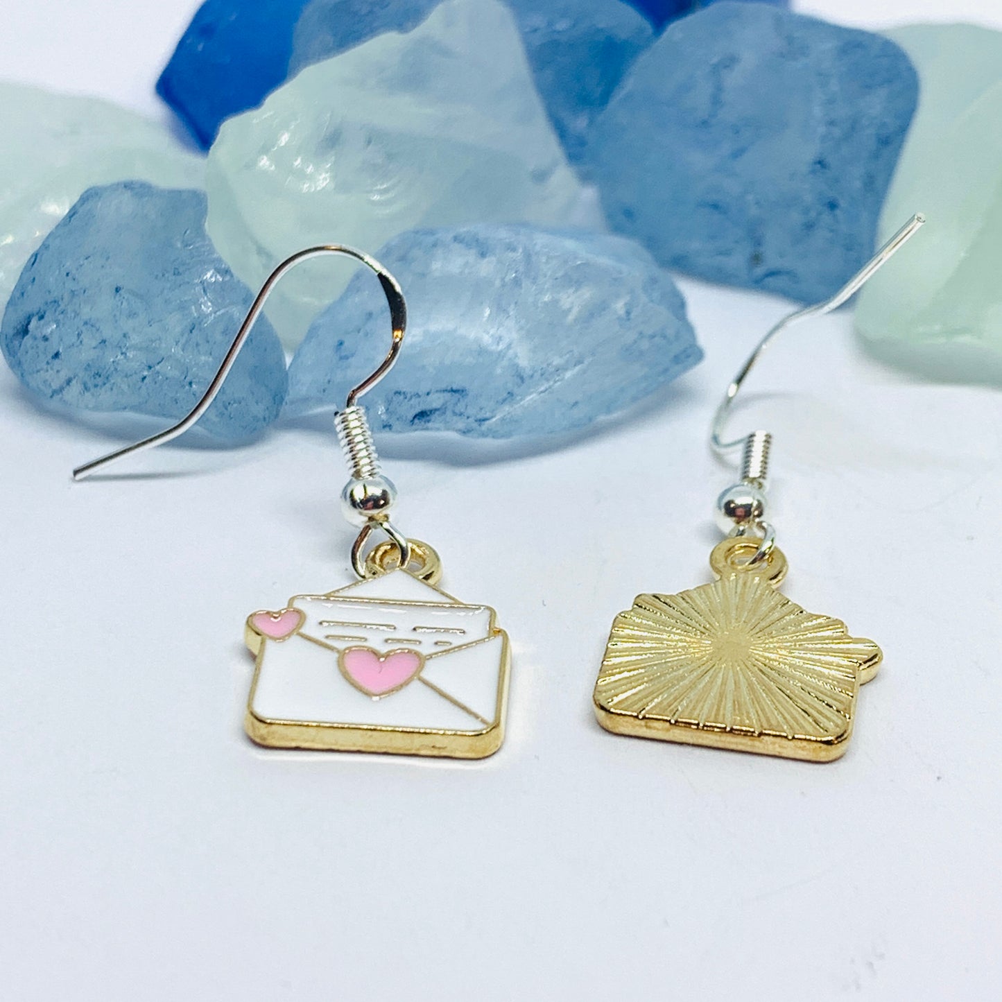 Love Letters Enamel Earrings with Silver Wires and Backs | You’ve Got Mail Earrings | Fun Envelope Earrings