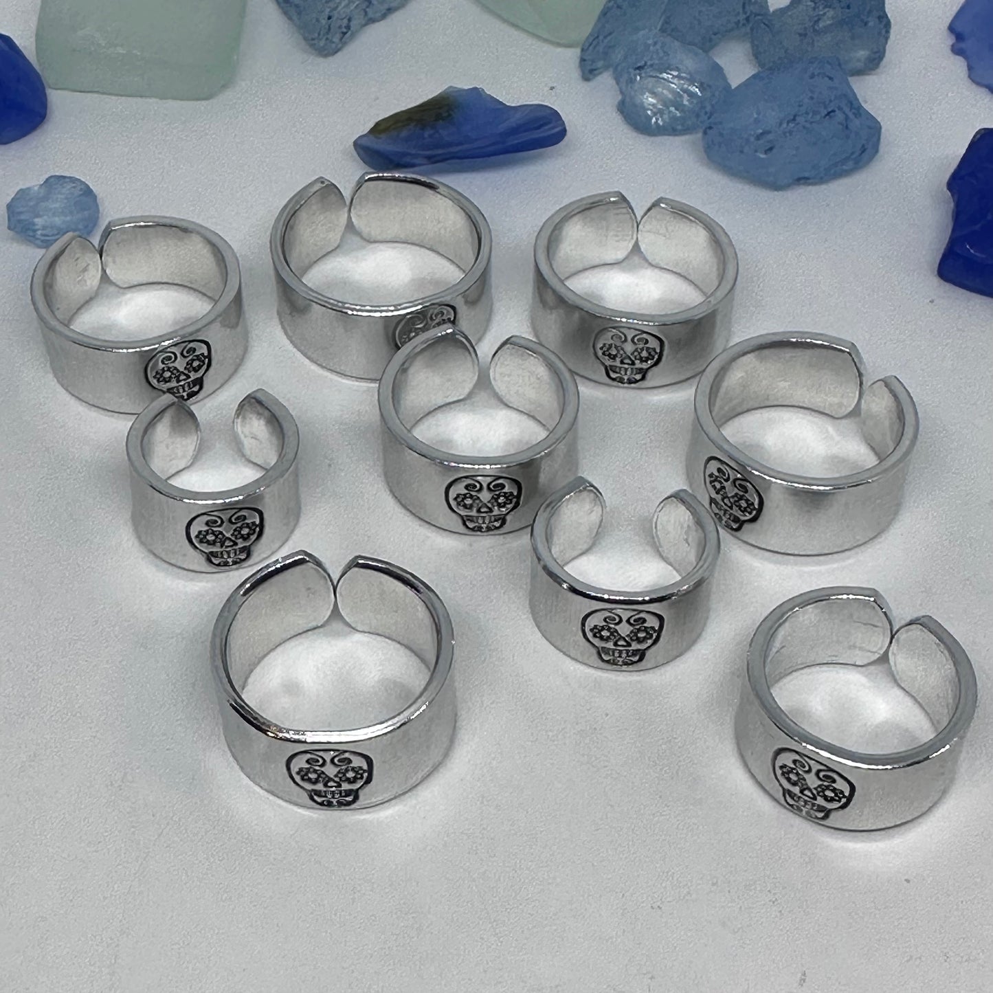 Sugar Skull Hand Stamped Metal Ring | Dios de Muertos | Day of the Dead | Halloween