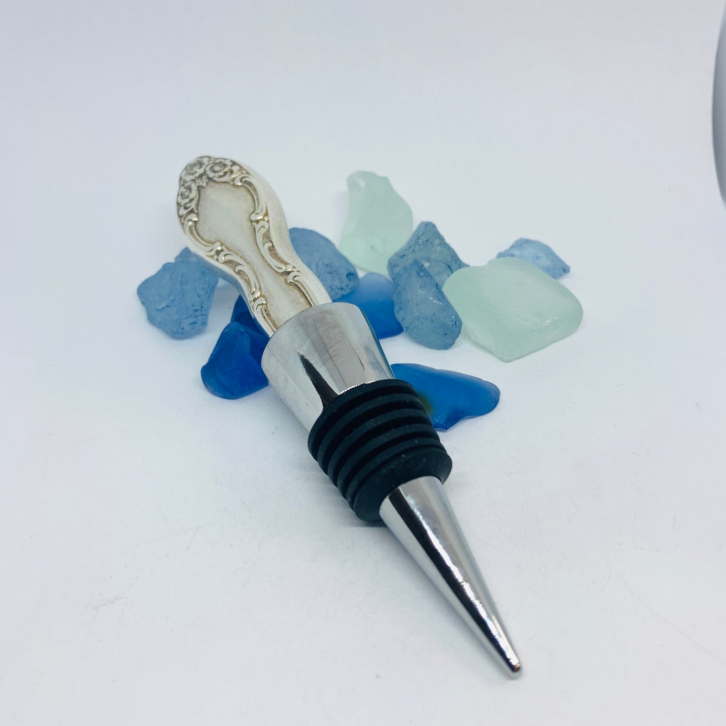 "Lady Densmore” Vintage Silverware Bottle Stopper | Int’l Silver 1955 | Up-Cycled Wine Stopper | Silverware Bottle Closure | Antique Knife Handle Wine Plug