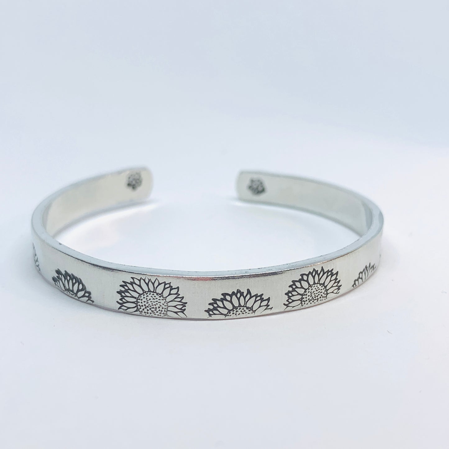Sunflowers (Stacking Pair) - Hand Stamped Cuff Bracelet