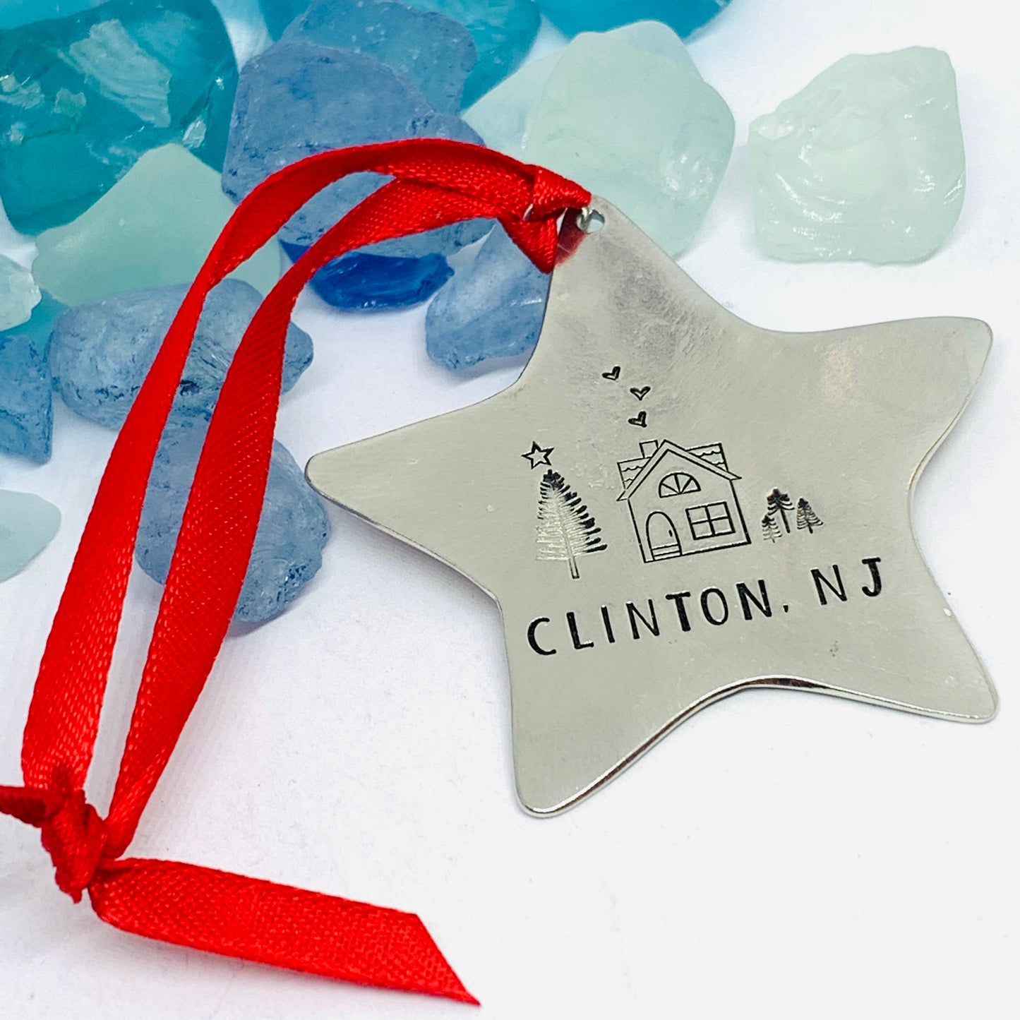 Home Town Hand Stamped Pewter Ornament | Pewter Star Ornament | Christmas Ornament | Hand Crafted Pewter Ornament | Holiday | Tree Decoration