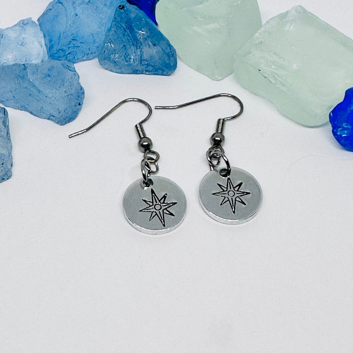 Bethlehem Star Compass - Hand Stamped Earrings