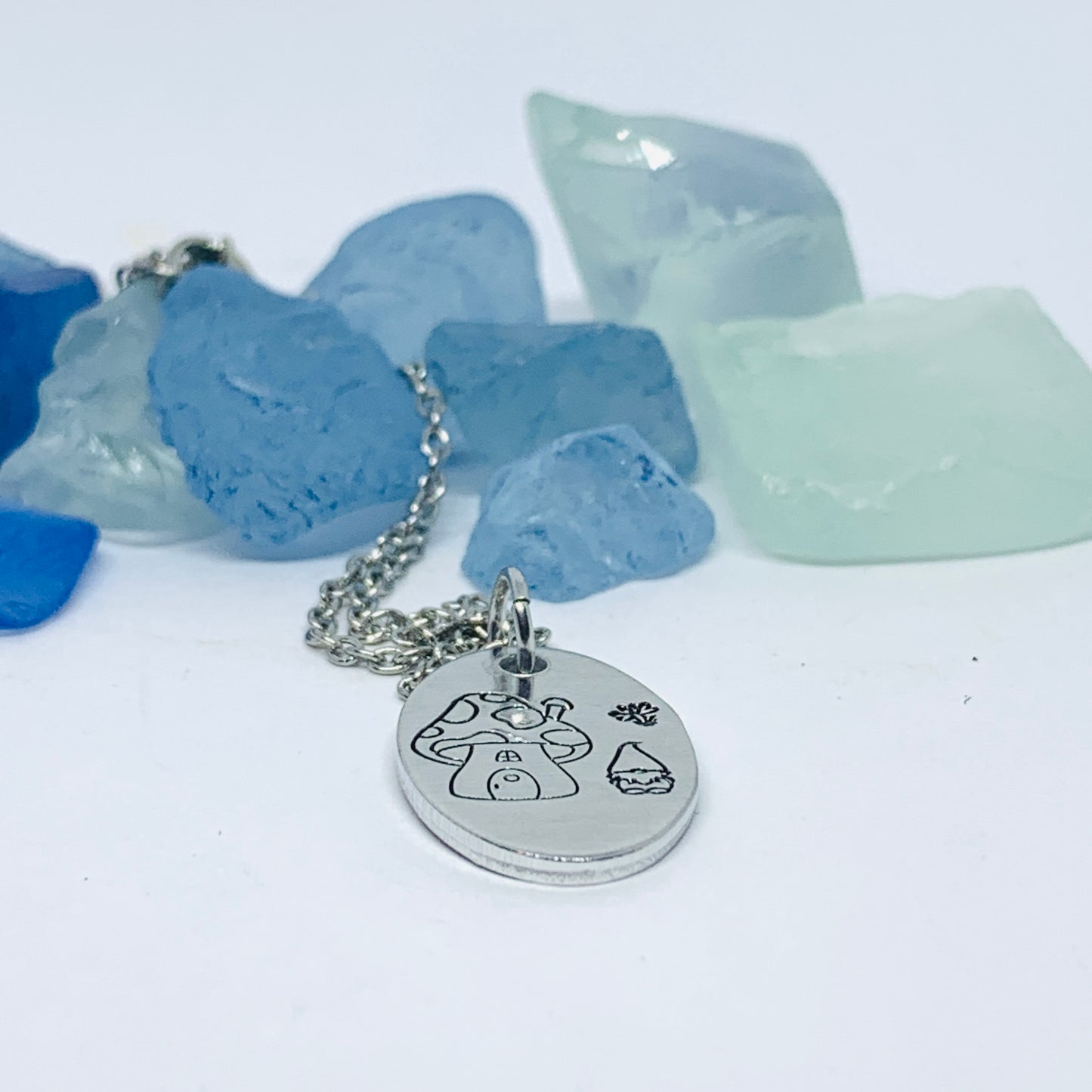 Gnome Toadstool Hand Stamped Necklace | Gnomies Necklace | Gift for Her | Gnome Necklace | Garden Mushrooms | Matching Set | Mushroom Gnome