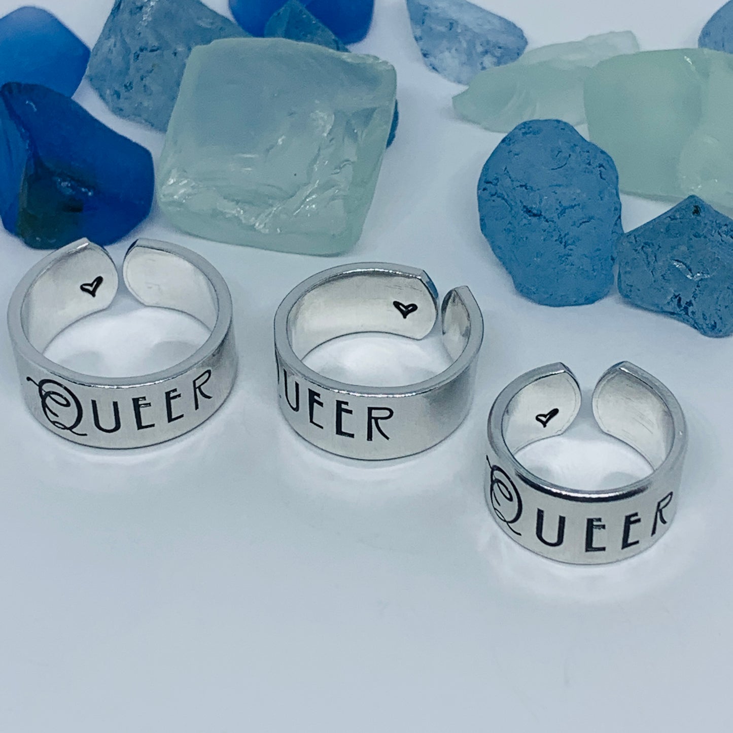 QUEER Hand Stamped Ring | ODAT Ring | Stamped Metal Cuff Ring | LGBTQ AI + Ally | Acceptance Jewelry | Gender Identity