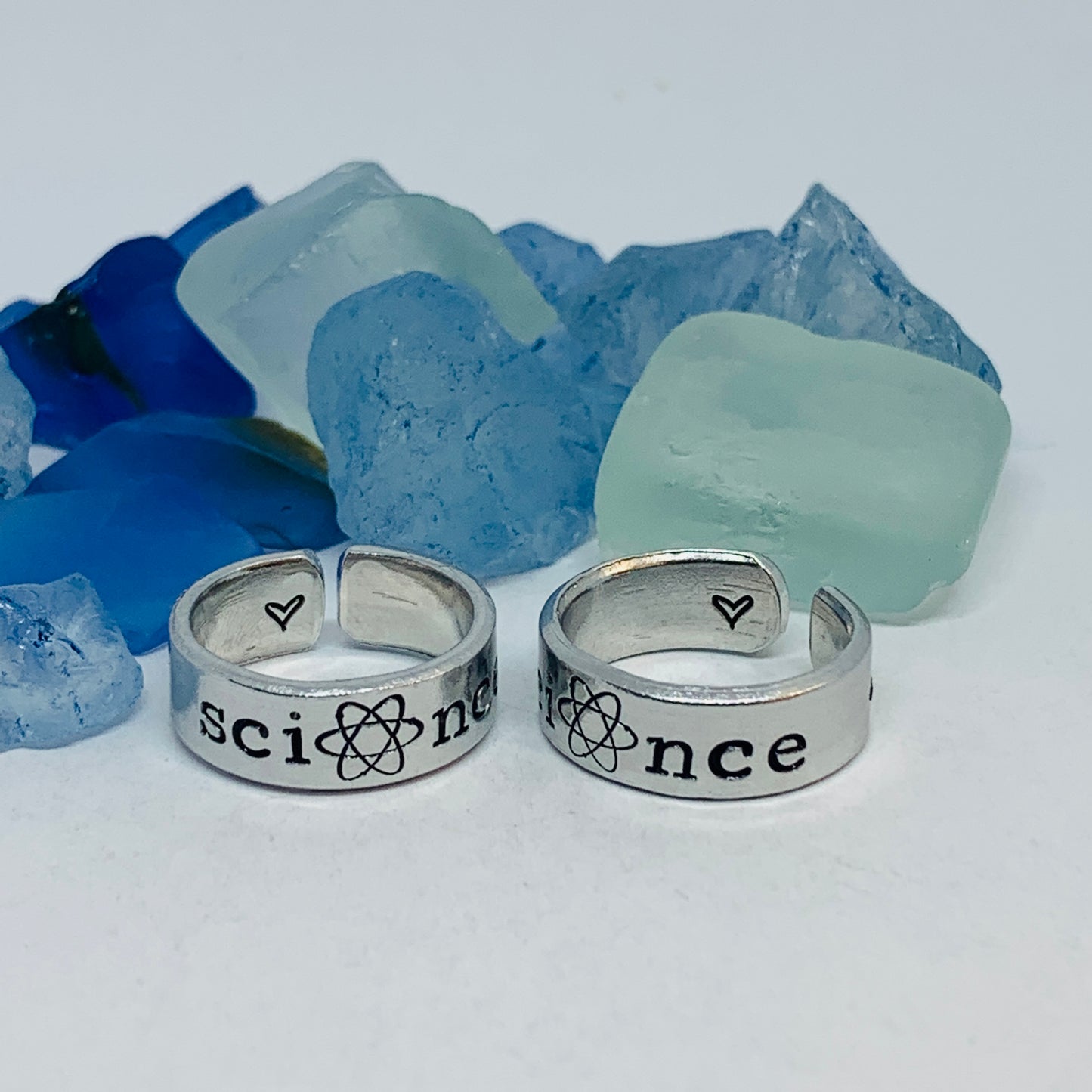 Science Hand Stamped Ring | Atom Molecule | Stamped Stacking Ring | Adjustable | Gift for Nerds