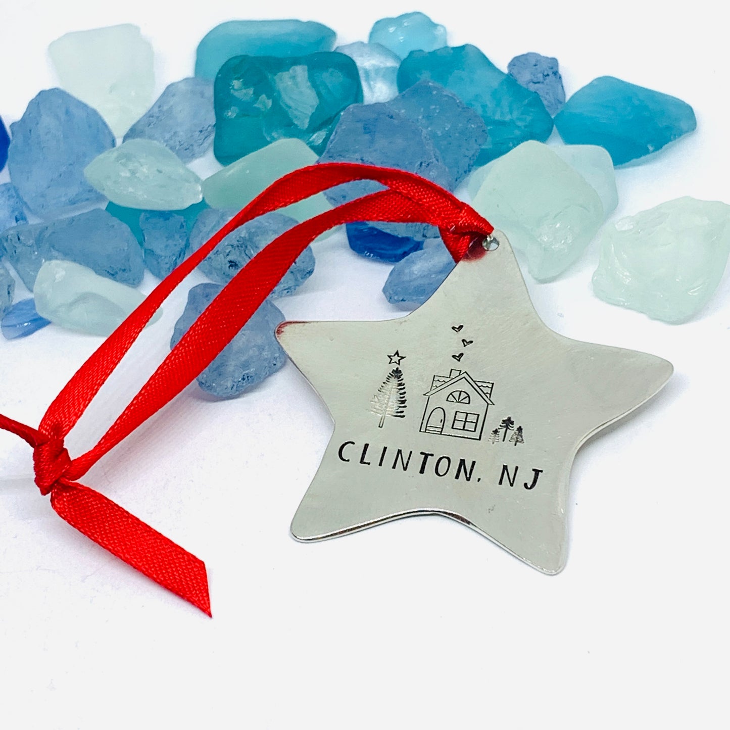 Home Town Hand Stamped Pewter Ornament | Pewter Star Ornament | Christmas Ornament | Hand Crafted Pewter Ornament | Holiday | Tree Decoration