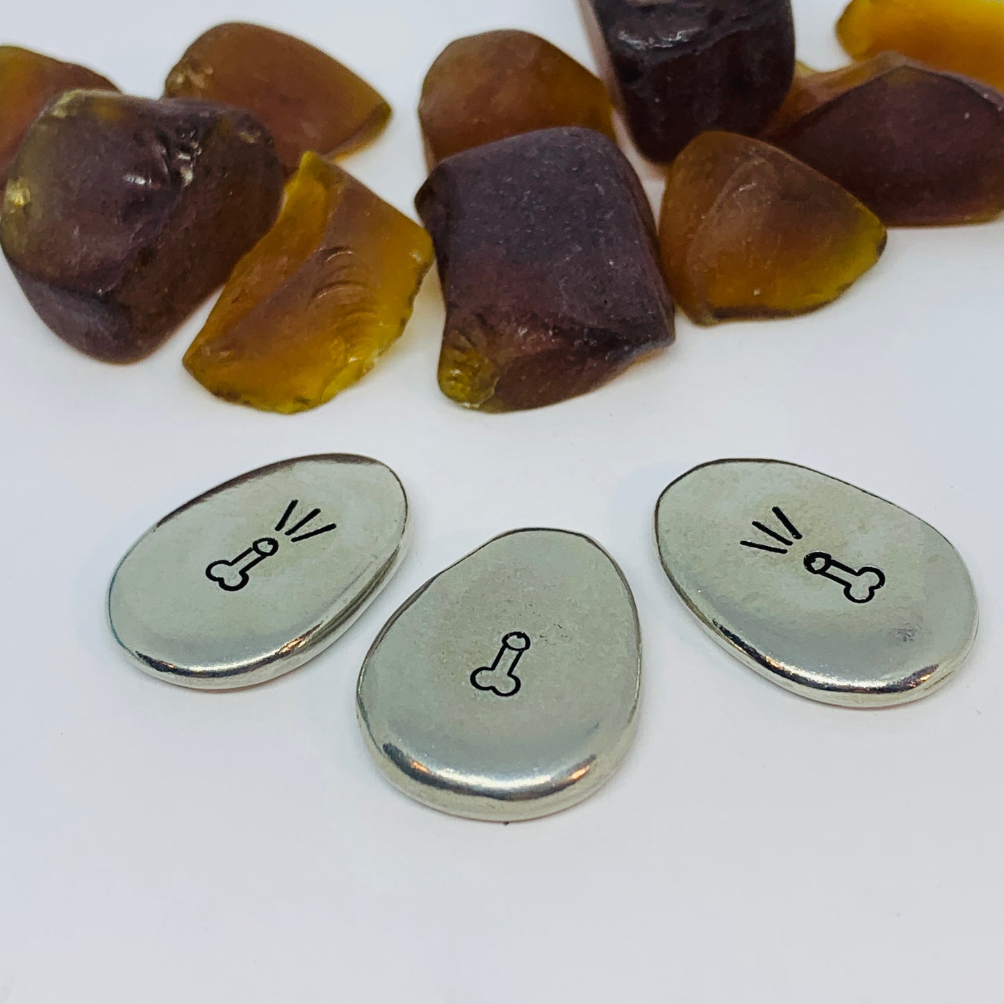 Penis Pewter Pocket Pebble | Rub Me! I Squirt! | Adult Pocket Stone | Two-sided Pocket Charm | Stamped Metal Worry Stone | Fun Adult Gag