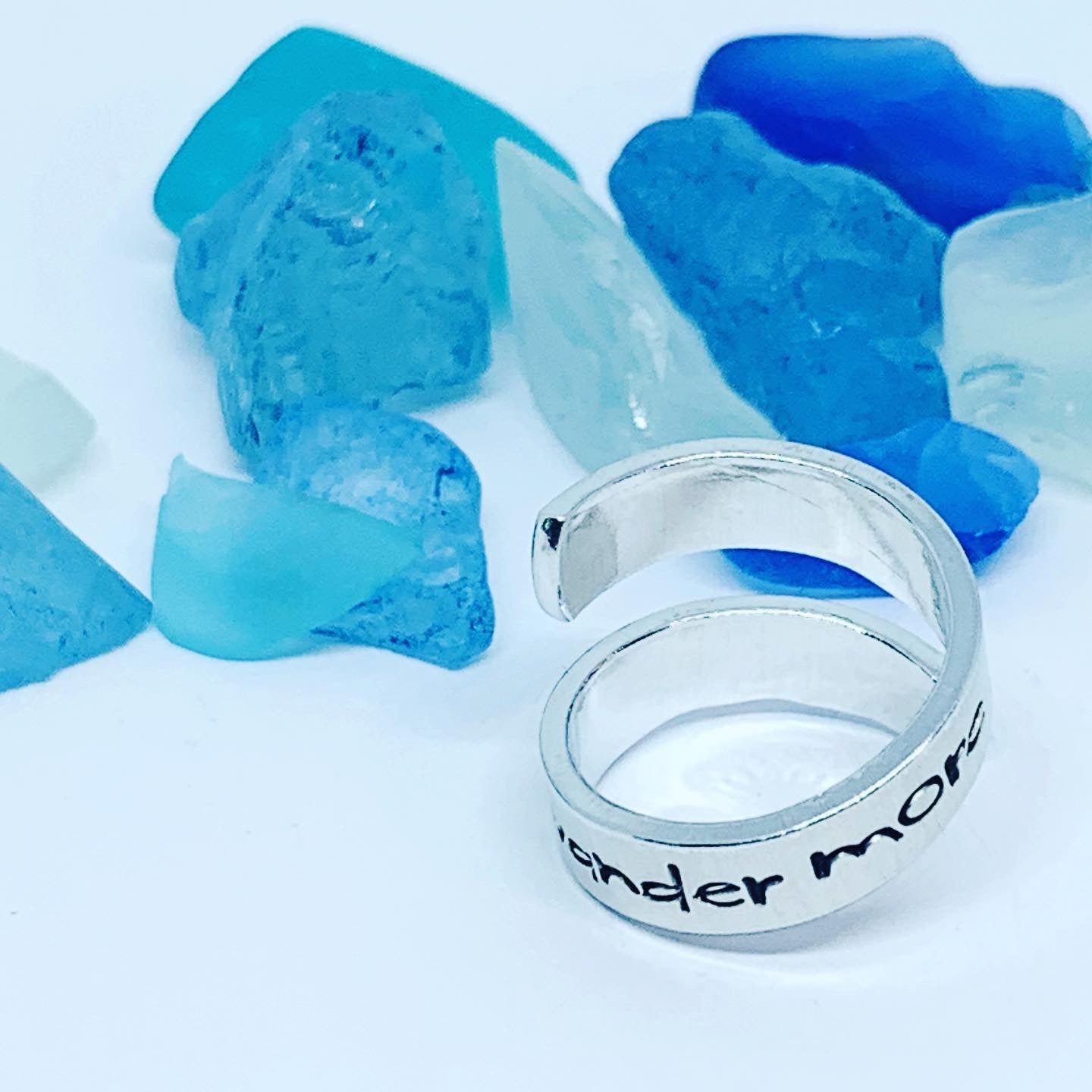 Wander More Hand Stamped Wrap Ring | Nature Lover | Outdoorsy Hiker | Gift for Her | Mountain Wrap Ring | Valentine’s Gift | Trees Mountains