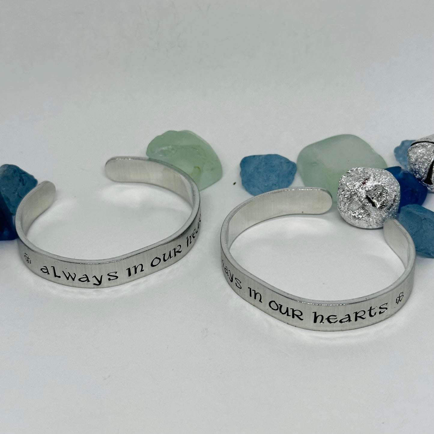 ☘️ Always in our Hearts ☘️ Hand Stamped Cuff Bracelet | Personalized Gaelic | St. Patrick’s Day | Custom Jewelry | Shamrock Celtic Hearts