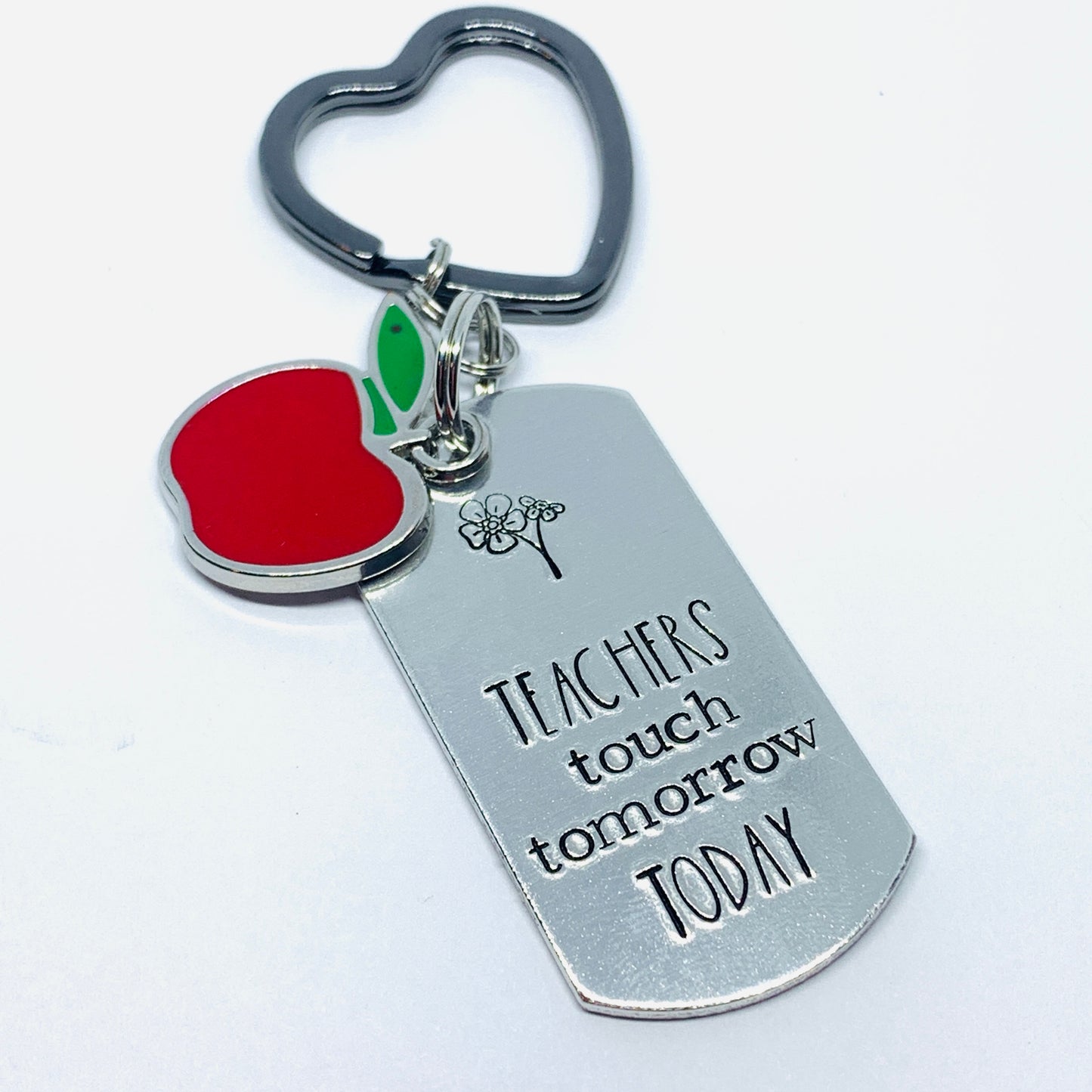 Teachers Touch Tomorrow Today Hand Stamped Key Ring | Educator Key Fob | Teacher Appreciation Week | Substitute Teacher | Gift for Teacher