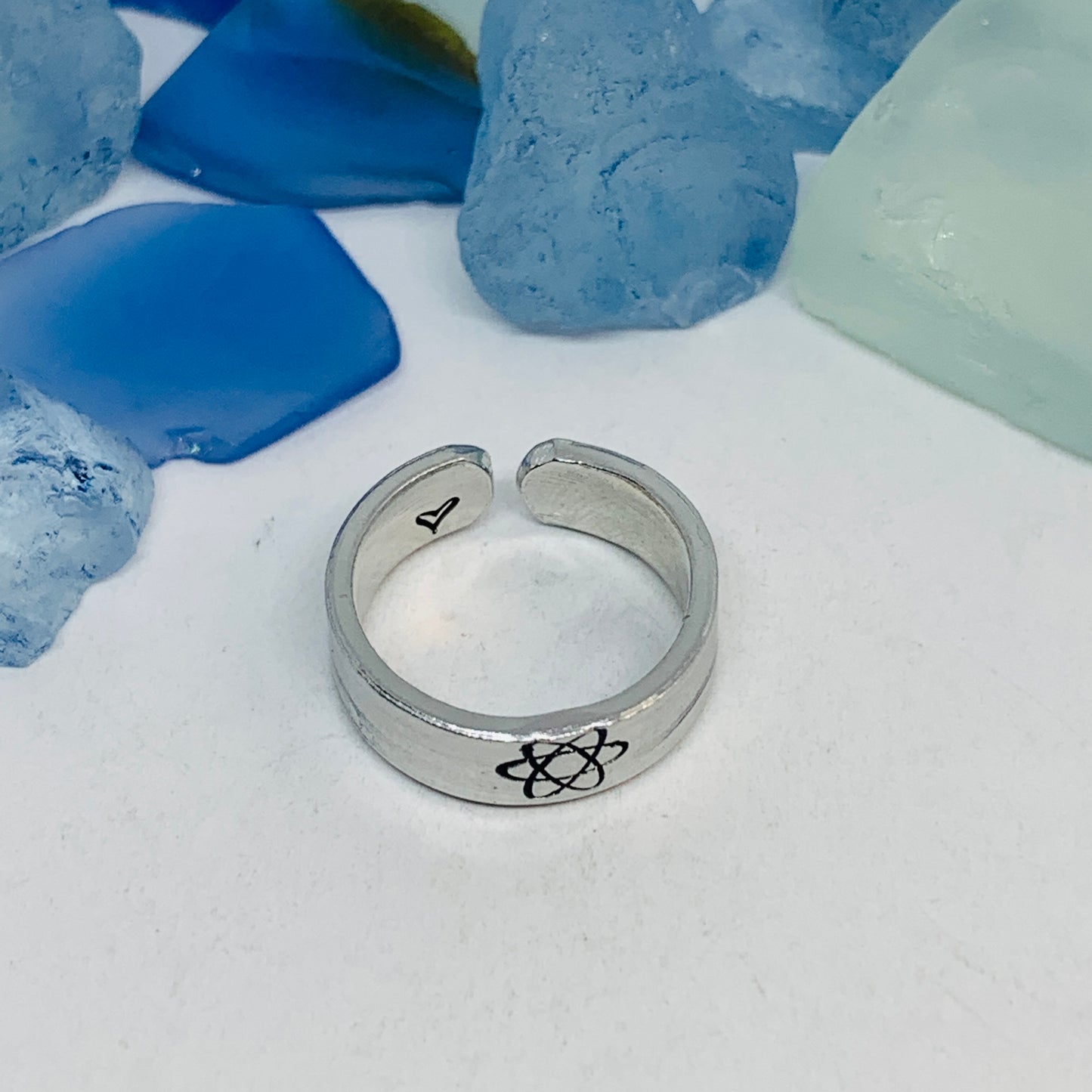 Science Hand Stamped Ring | Atom Molecule | Stamped Stacking Ring | Adjustable | Gift for Nerds